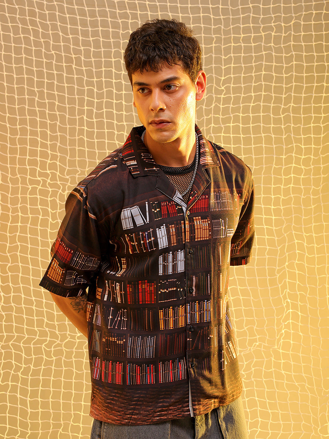 The Indian Garage Co Men's Brown Oversized Fit Graphic Shirt - view 5