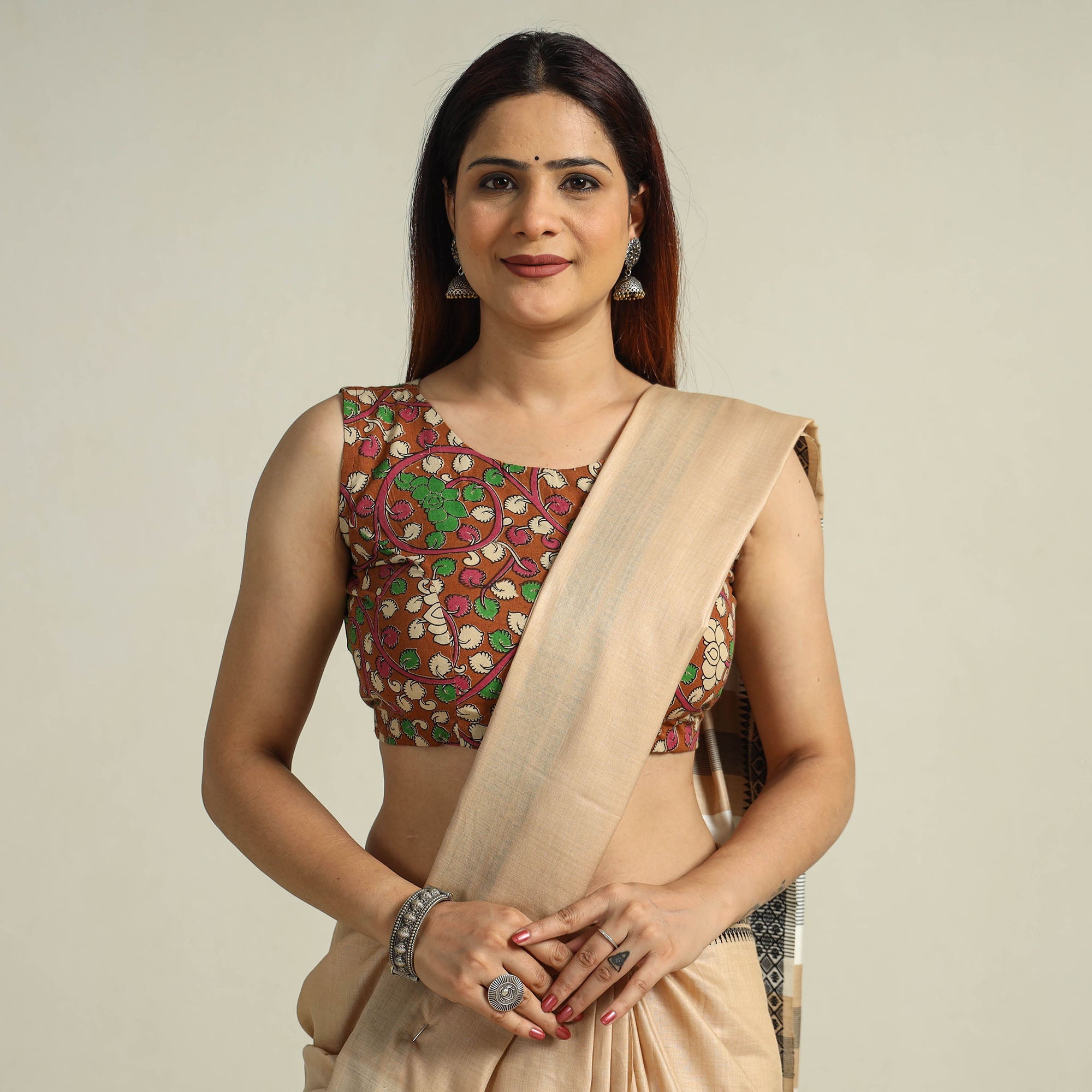 ITOKRI CASUALS Brown - Kalamkari Printed Cotton Stitched Blouse 10