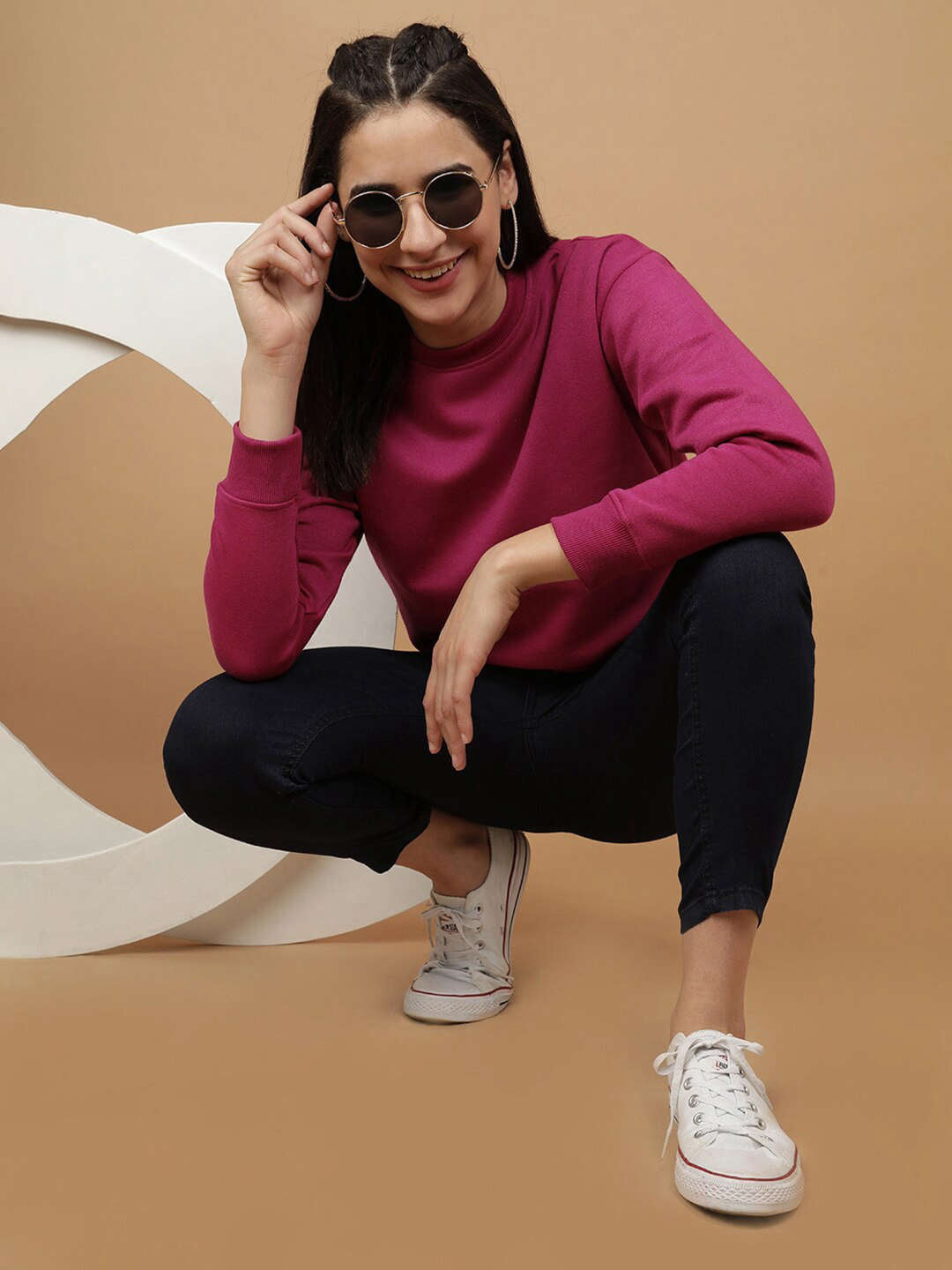 Freehand By The Indian Garage Co Women's Solid Regular Fit Sweatshirt - view 6