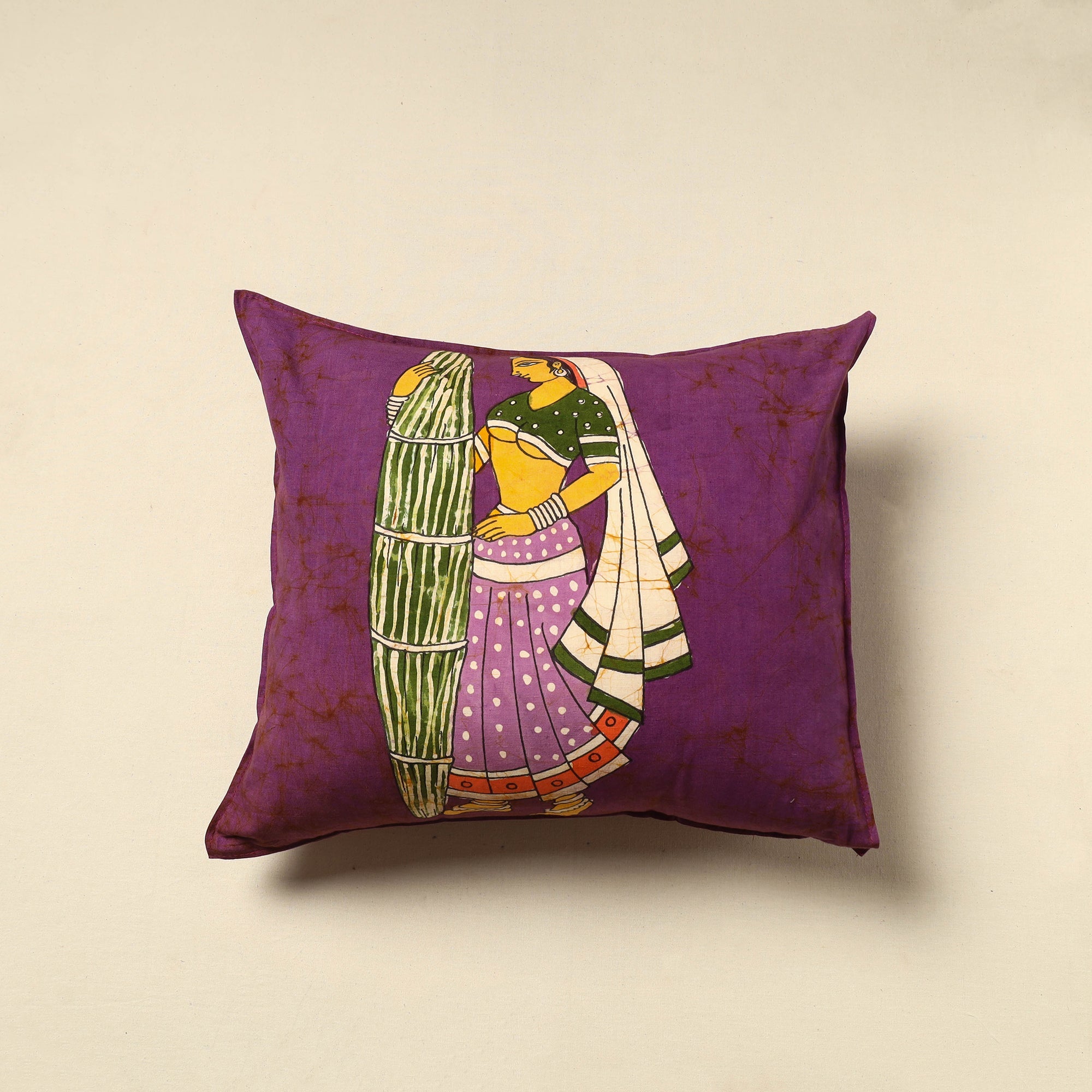KACHCHH JI CHHAAP Pure Cotton Hand Batik Cushion Cover (18 x 18 in) 19