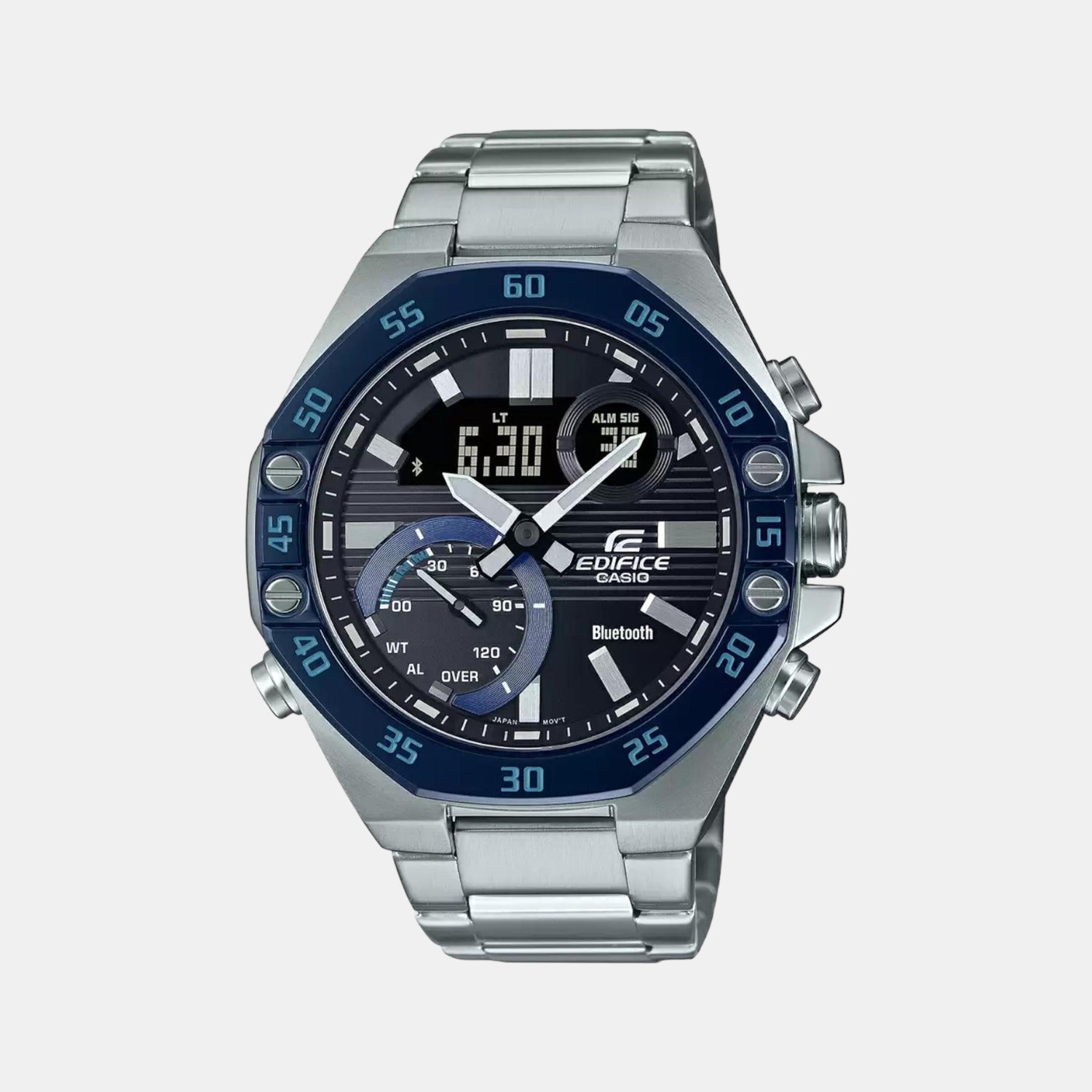Casio Edifice Men Quartz Black Dial Analog-Digital Stainless Steel Watch ED524