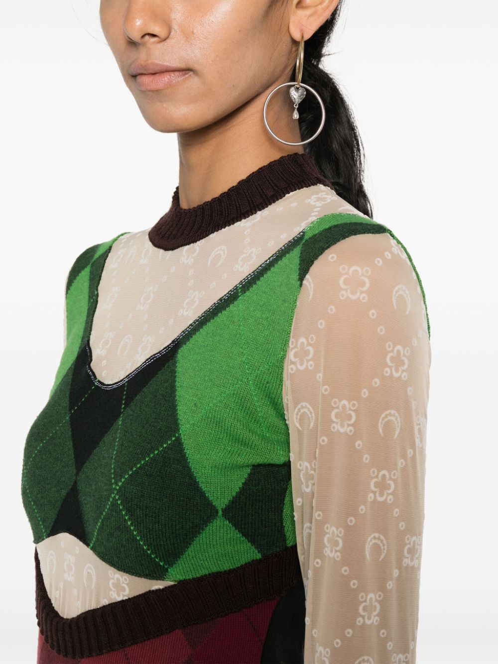 Marine Serre Regenerated lozenge-knit midi dress - view 2