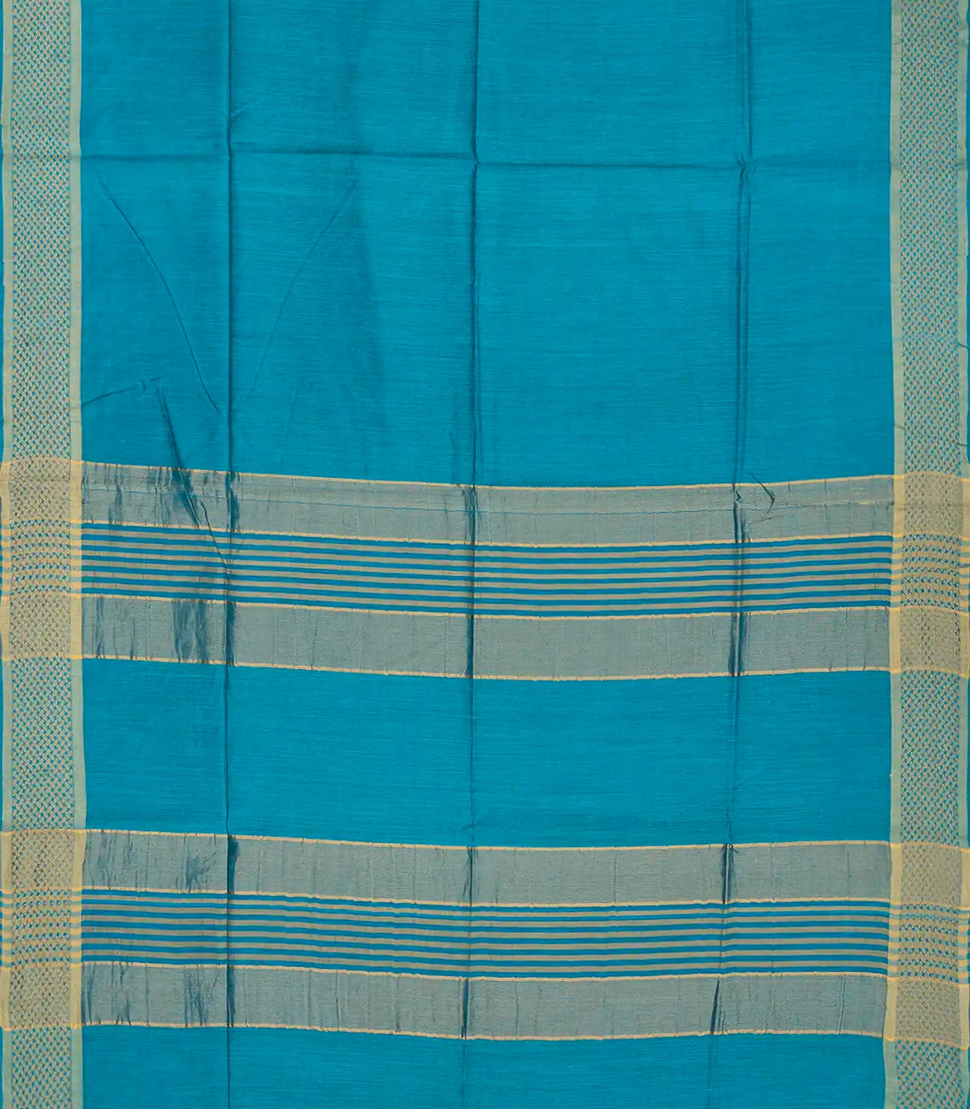 RmKV Sky Blue Handwoven Tussar Silk Saree With Striped Pallu-Sky Blue - view 2