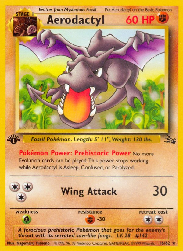 1st edition base3-16 – Pokémon Aerodactyl - 16/62 - Rare - 1st Edition [base3-16] [Non-Holo] - Aerodactyl - 16/62 - Rare - 1st Edition