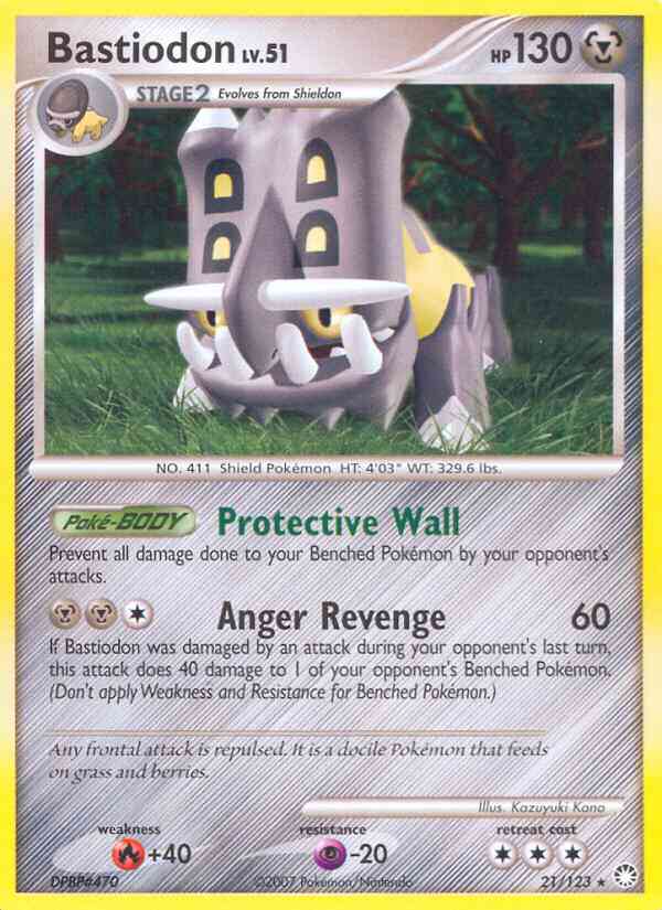 Rare dp2-21 non-holo – Pokémon Bastiodon - 21/123 - Rare [dp2-21] [Non-Holo]