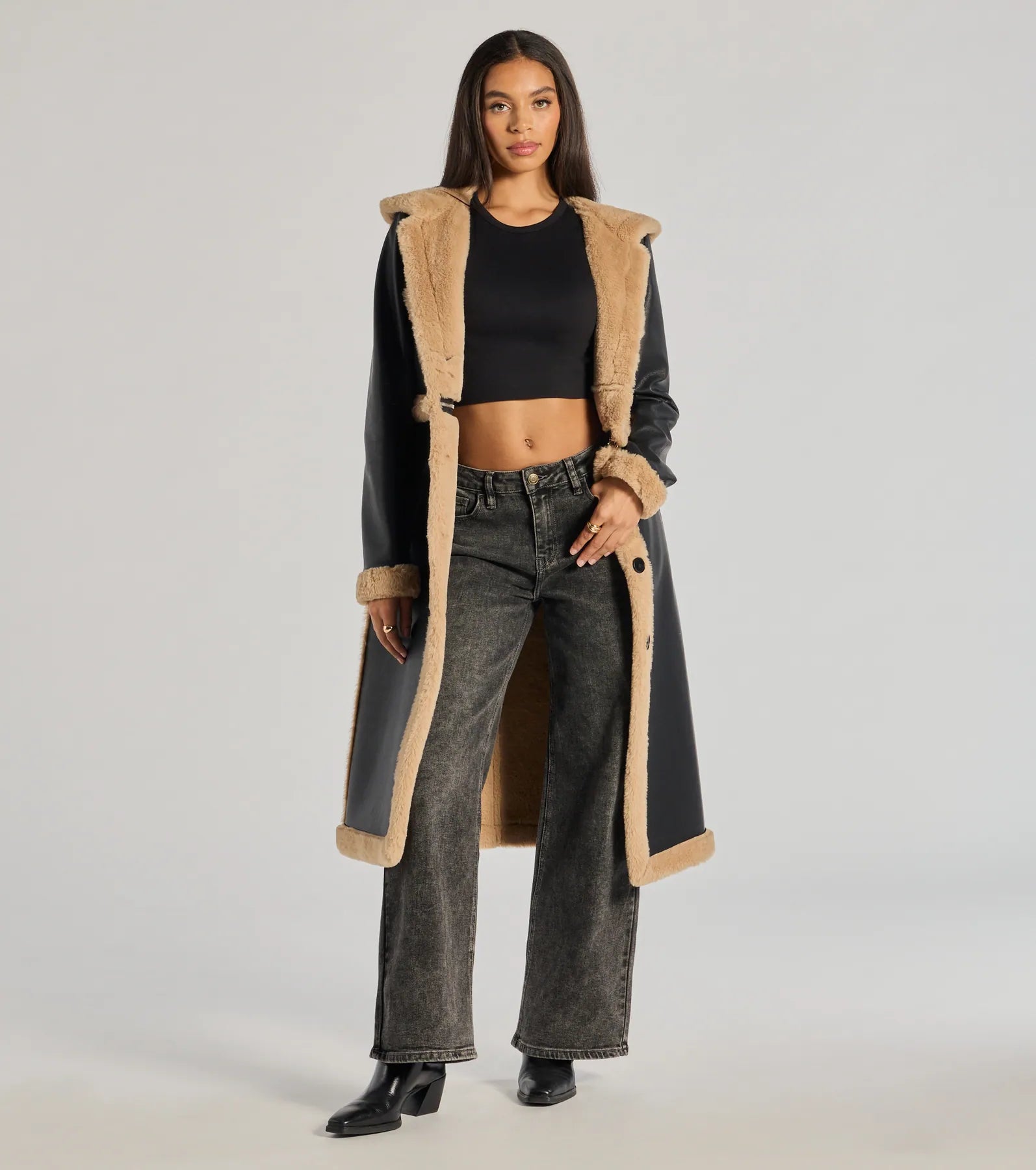 Windsor Runway Ready Convertible Faux Leather Trench Coat