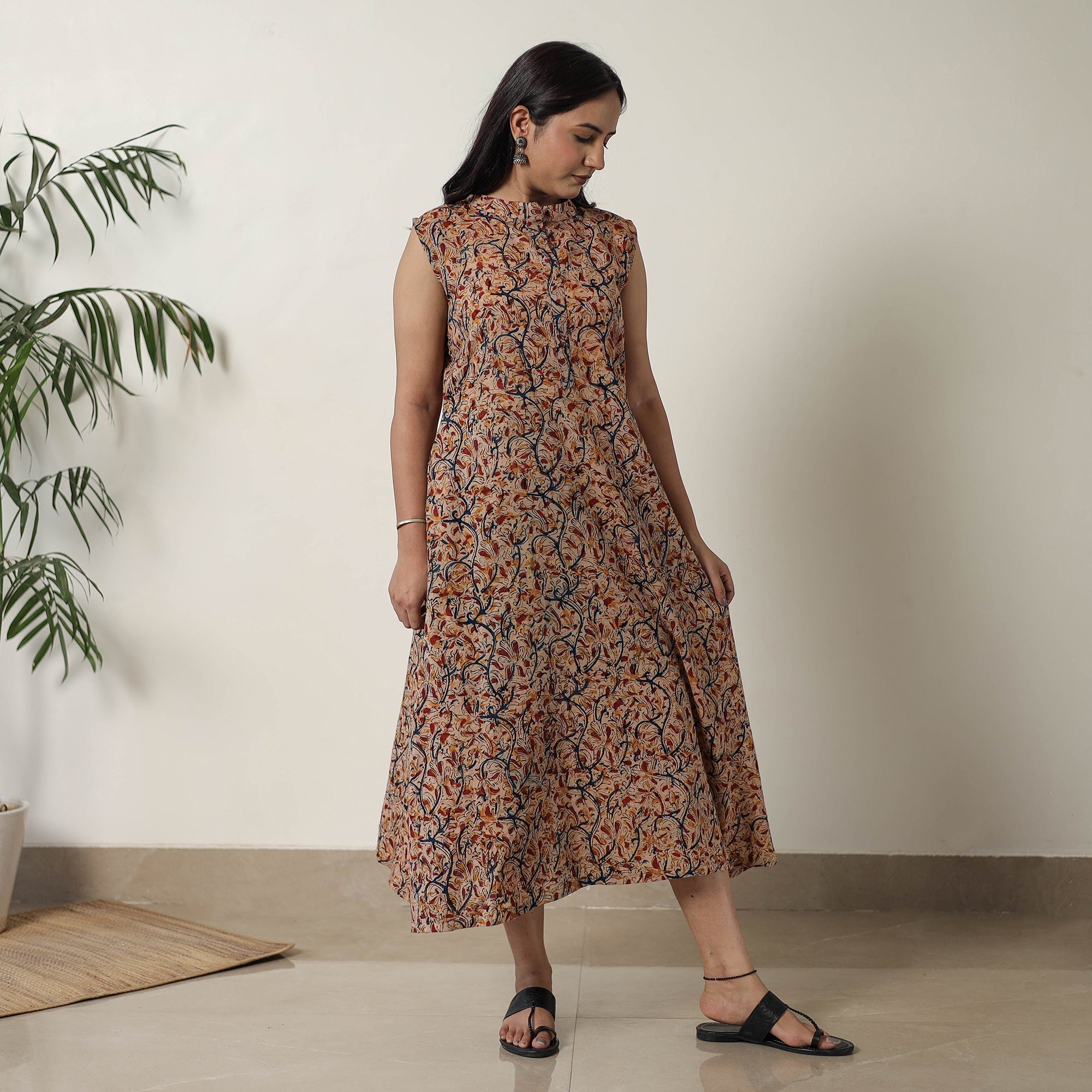 ITOKRI CASUALS Beige - Pedana Kalamkari Block Printed Cotton Dress 17 - view 2