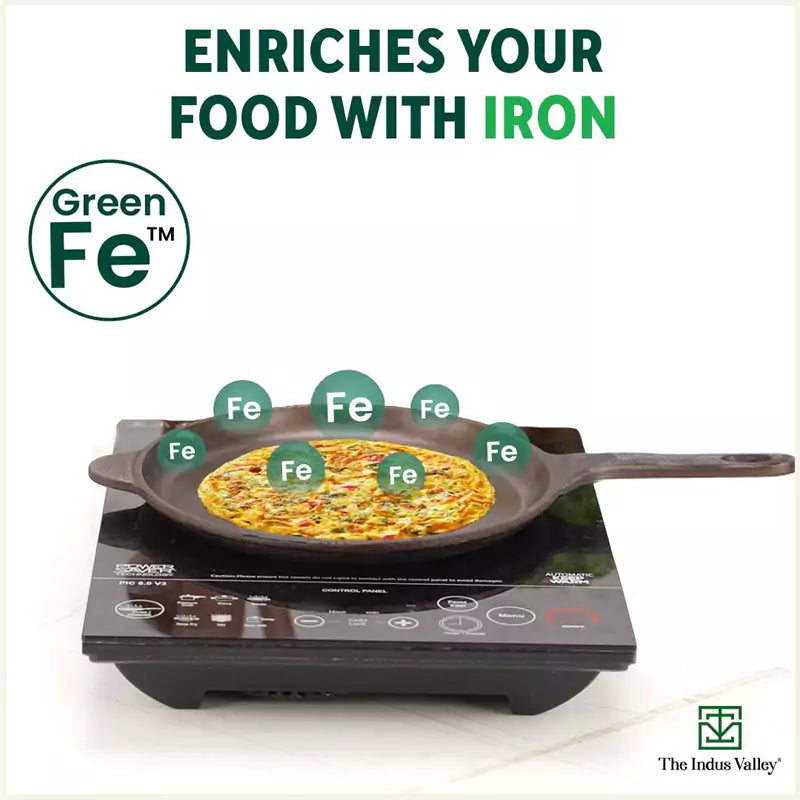 The Indus Valley Super Smooth Cast Iron Shallow Fry Pan,Pre-seasoned, Nonstick, 100% Pure, Toxin-free, Induction, 25.4cm, 1.8kg - view 6