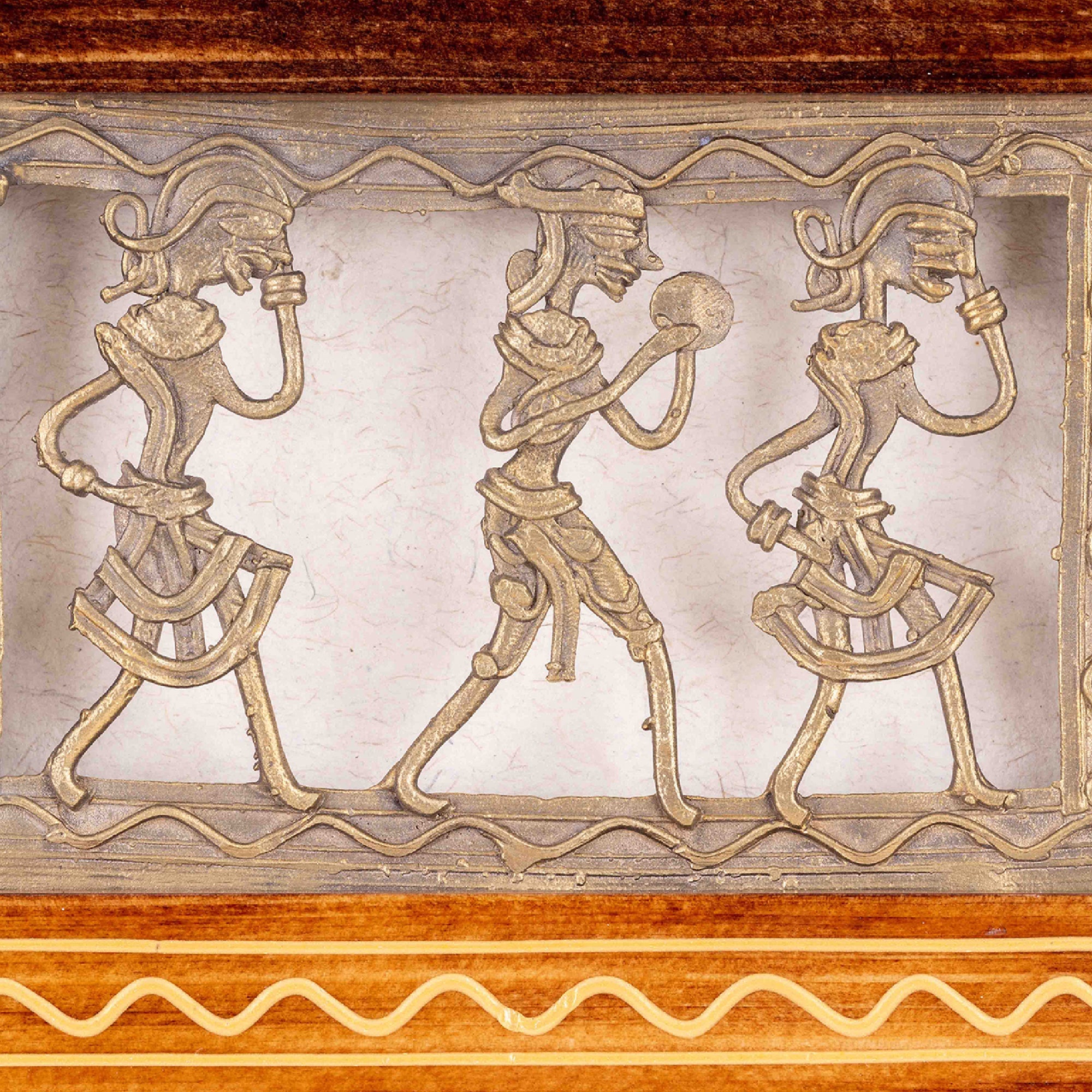 INDIHANDS Anandi - Hand-Painted Glass Fusion Warli Celebration Wall Art Frame - view 2