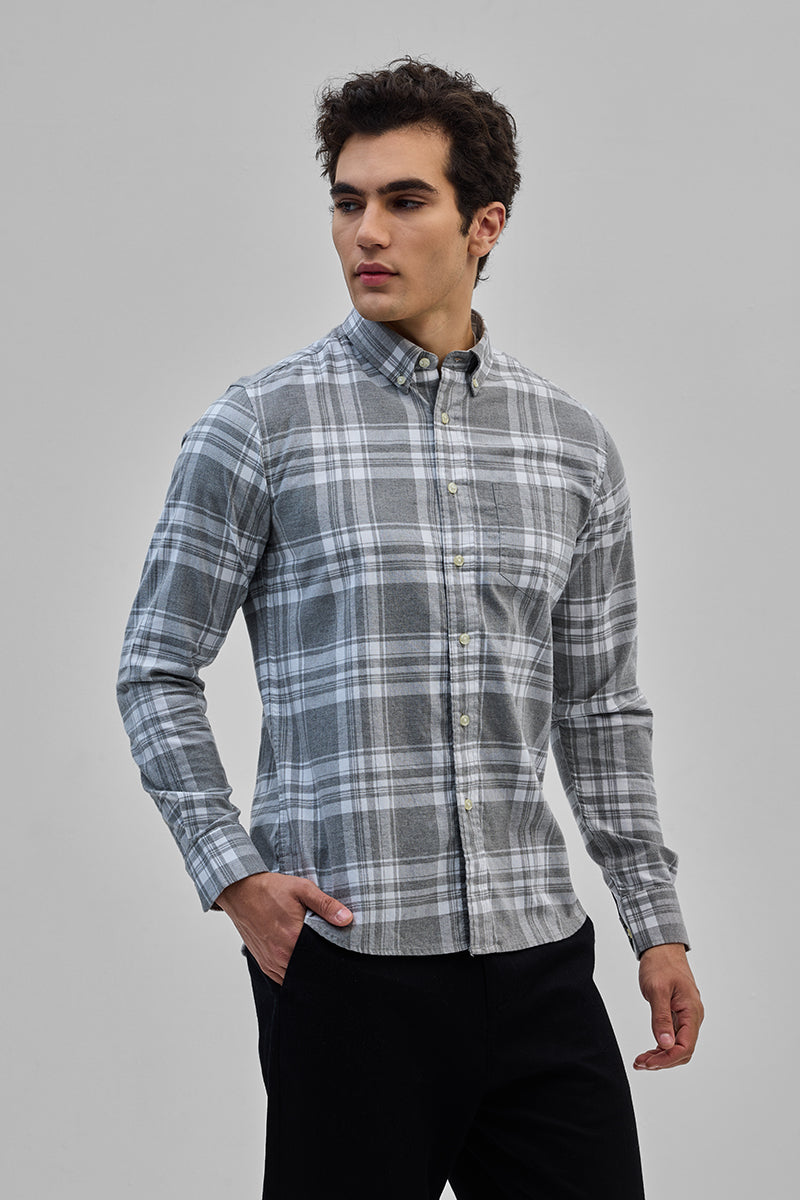 SNITCH Grey Oxford Checks Shirt - view 6