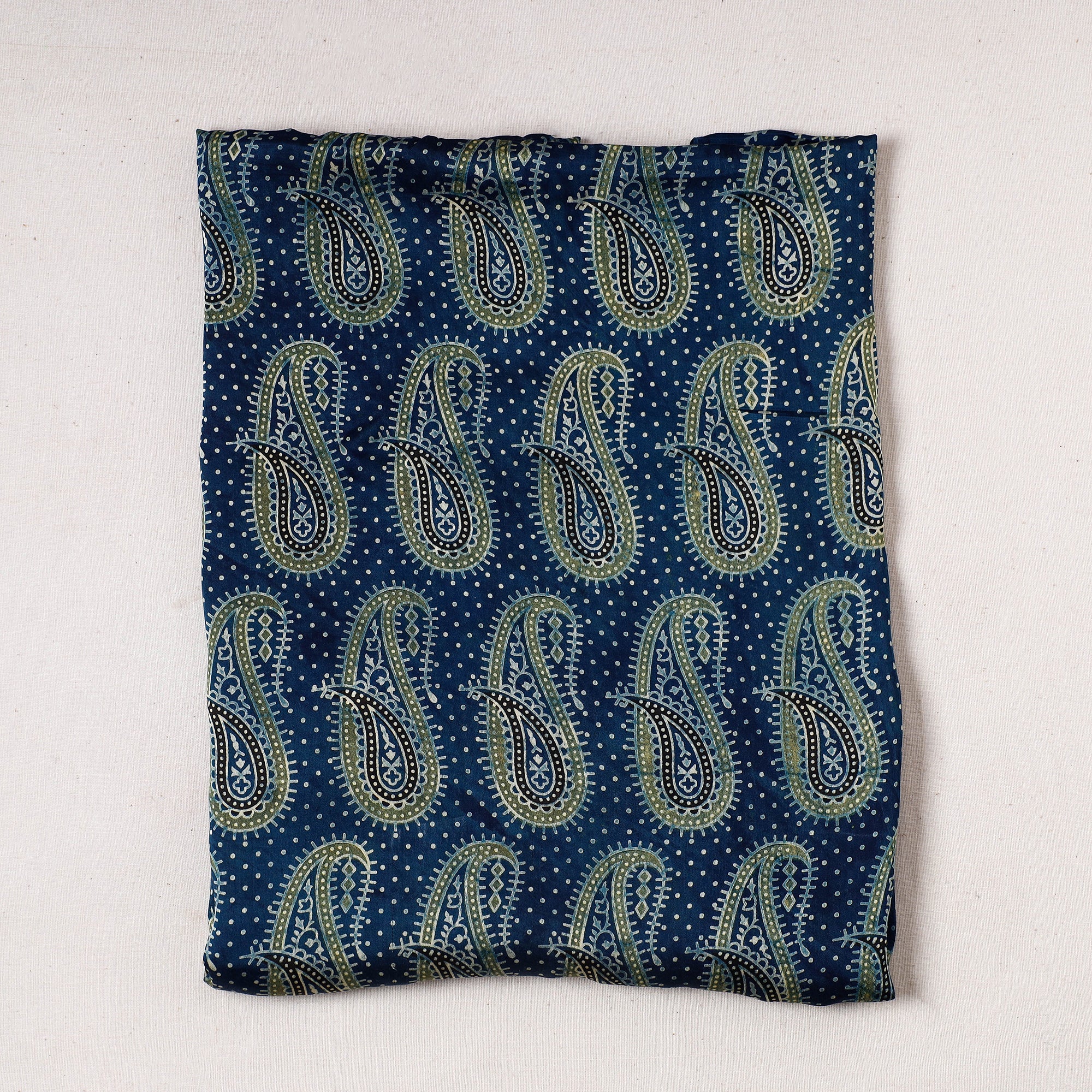 KACHCHH JI CHHAAP Blue - Ajrakh Block Printed Modal Silk Precut fabric