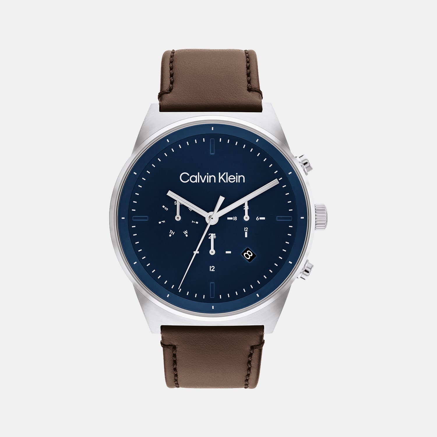 Calvin Klein Ck Impressive Men Quartz Blue Dial Chronograph Leather Watch 25200300