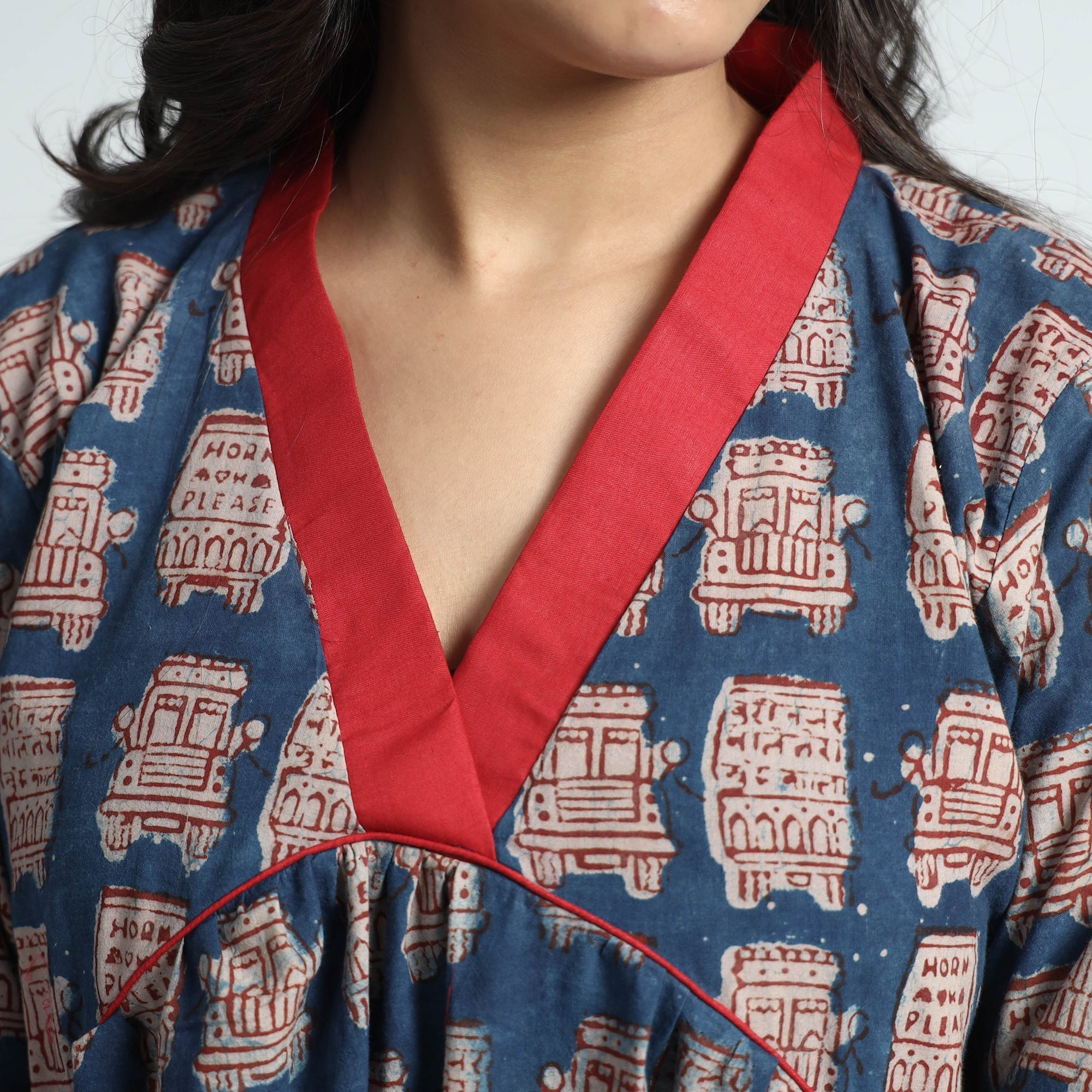 ITOKRI CASUALS Blue - Bindaas Art Block Printed Cotton Dress - view 5