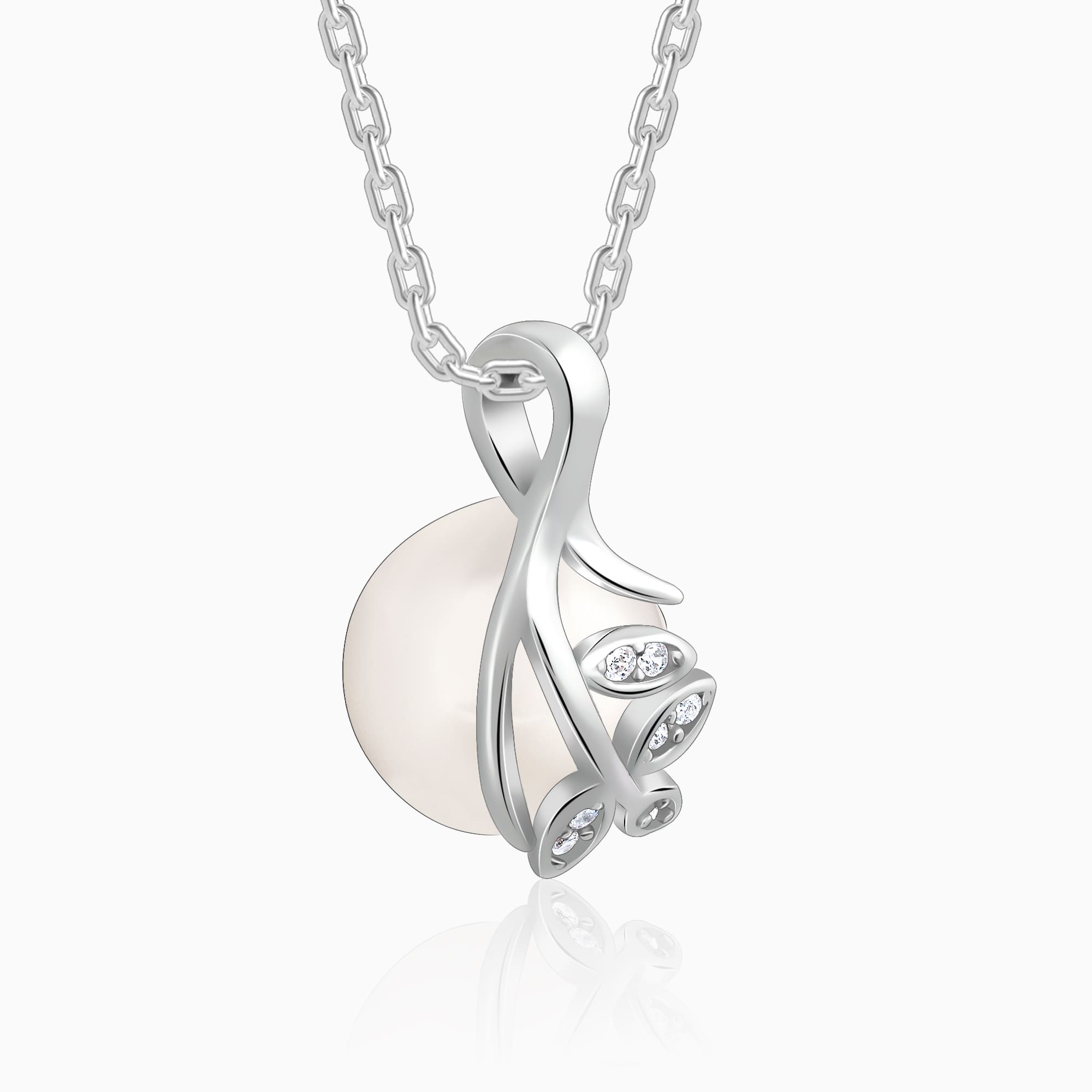 GIVA Jewellery Silver Soul Pearl Pendant With Link Chain - view 4
