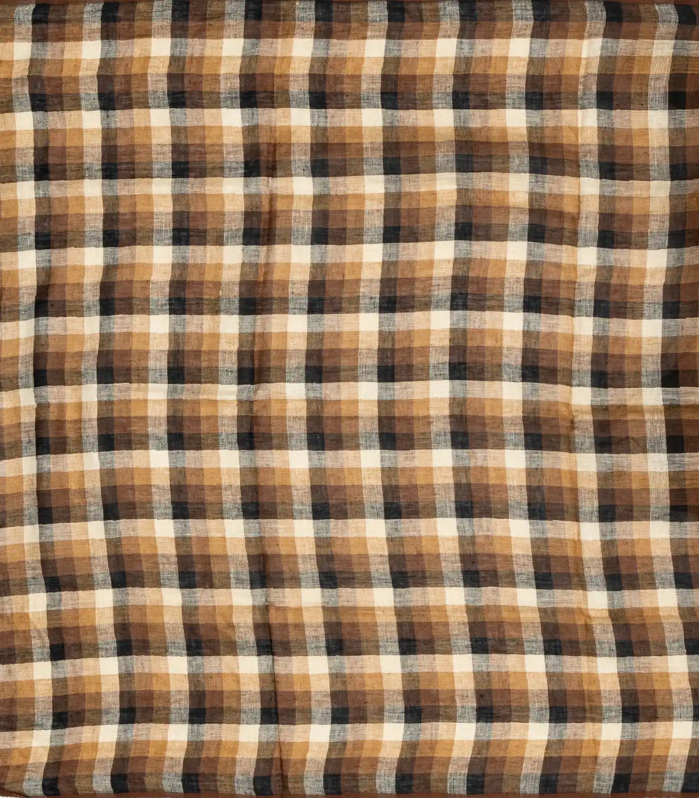 RmKV Brown Handloom Linen Saree With Striped Pallu - view 6