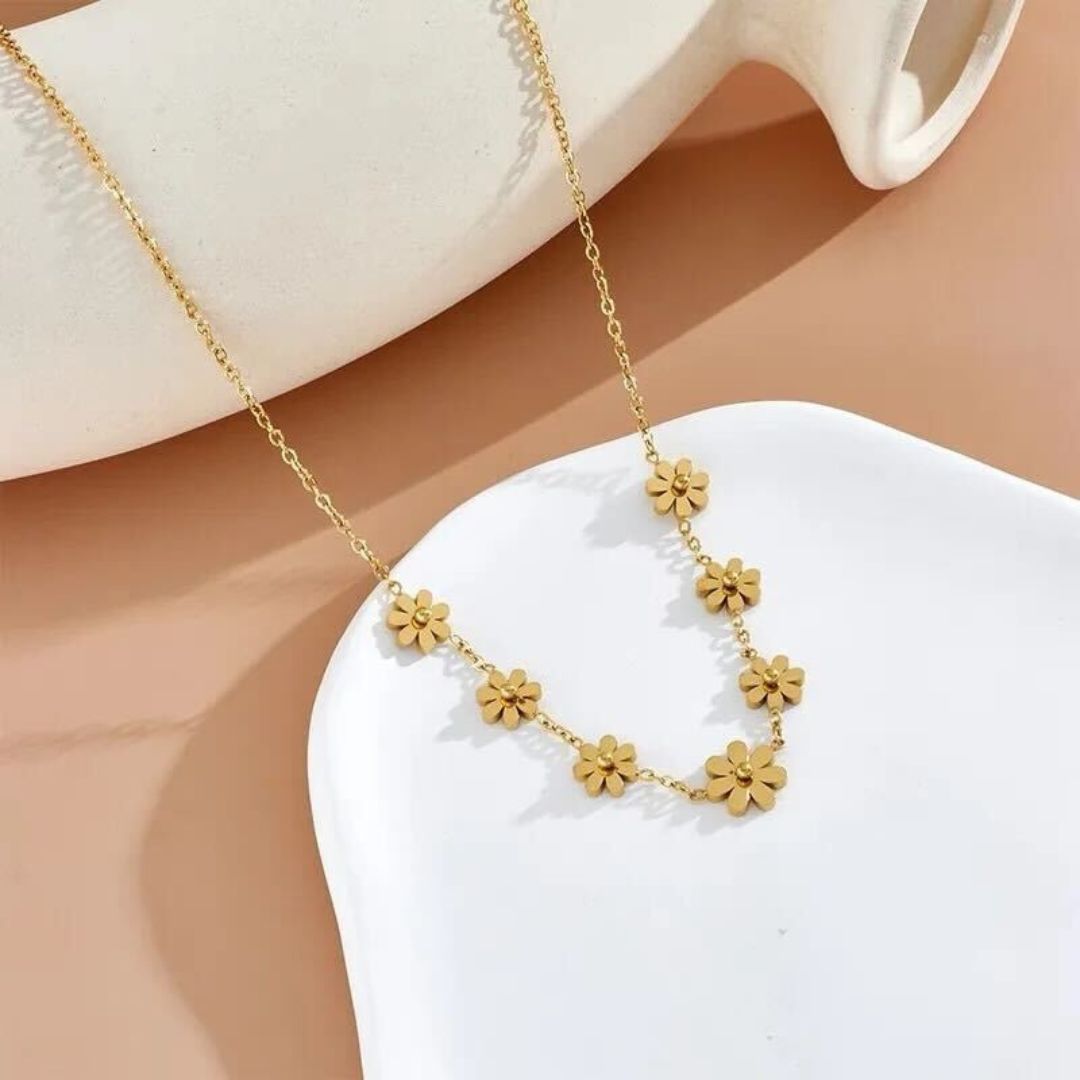 Branta Gold Daisy Flower Necklace - view 2