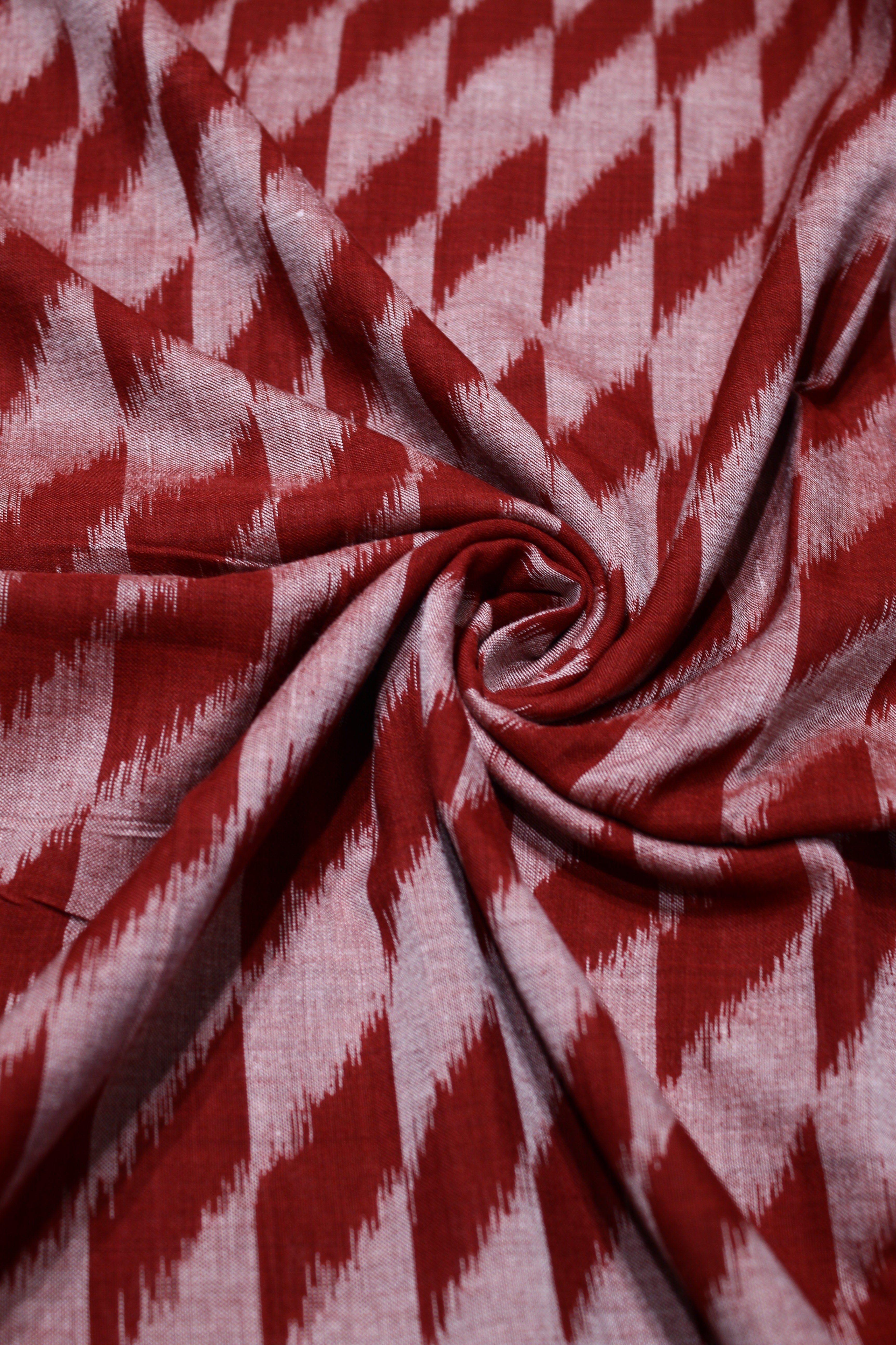 IndianVillèz Red Silver Sambalpuri Ikat Cotton Fabric