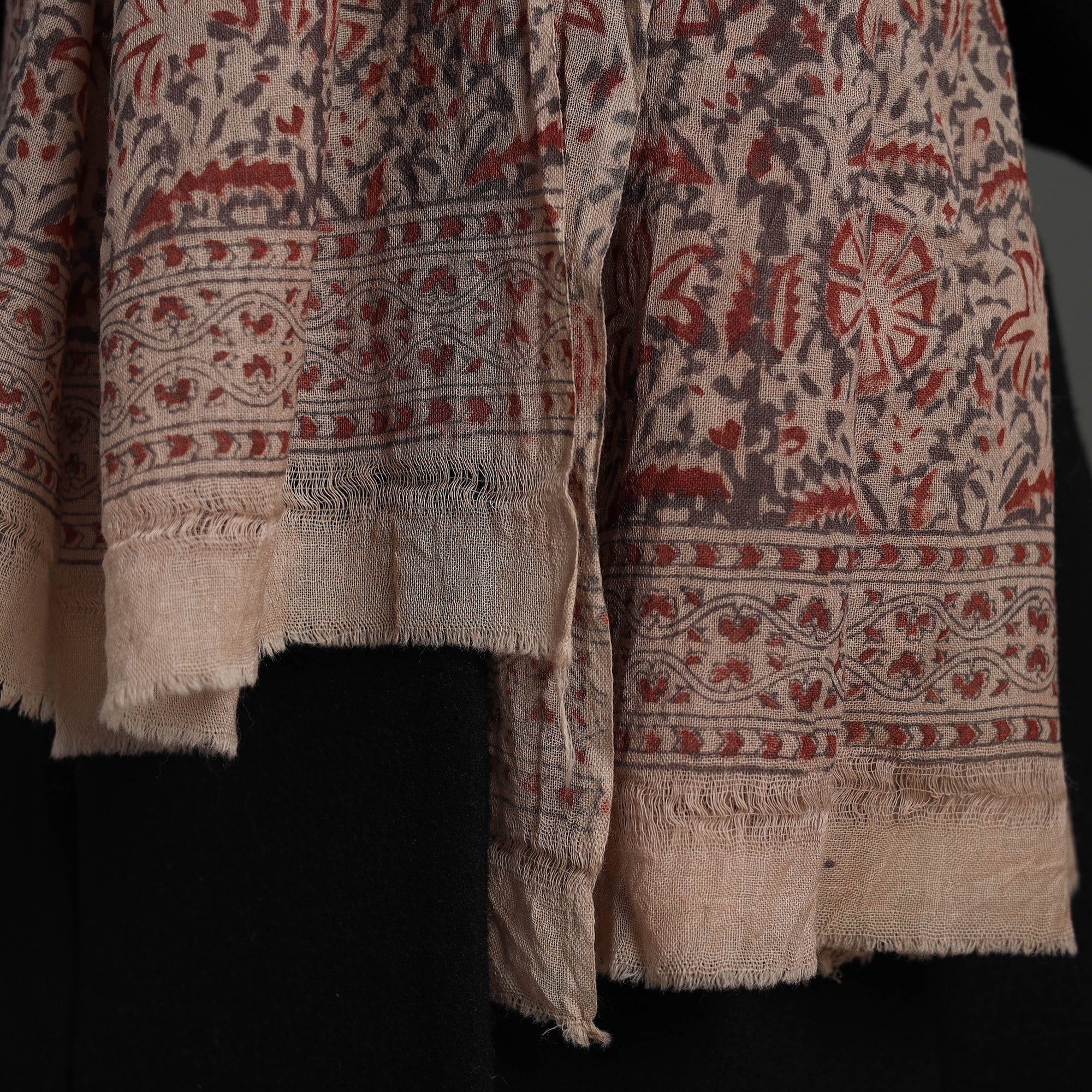 PITCHUKA SRINIVAS KALAMKARI PEDANA Brown - Block Print Pedana Kalamkari Wool Stole 26 - view 4