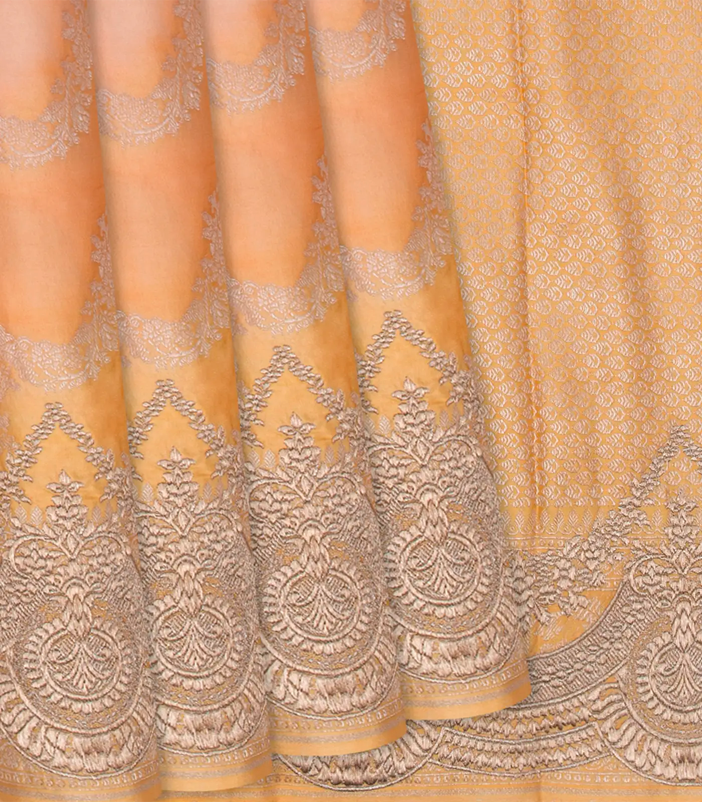 RmKV Yellow Rangkat Silk Saree With Embroidered Motifs-Yellow