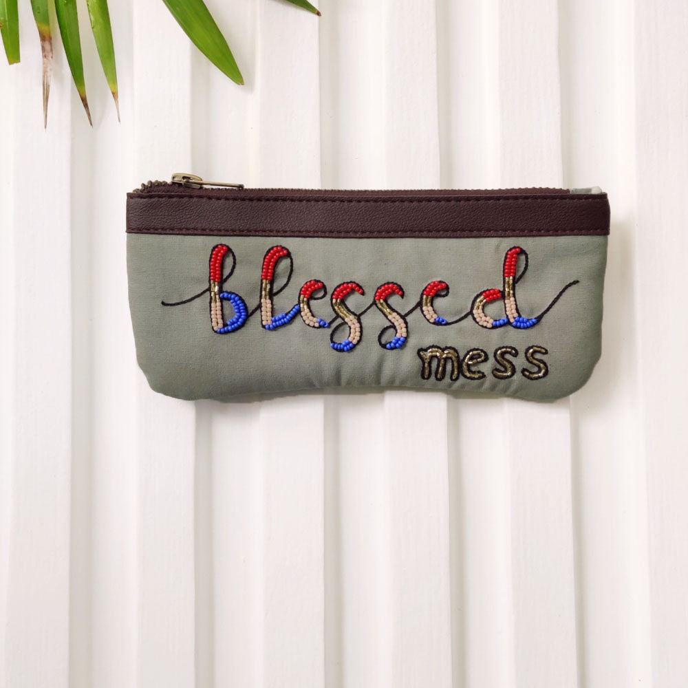 FUDAKTI Blessed Mess - Handcrafted Beadwork Cotton Spectacle Case