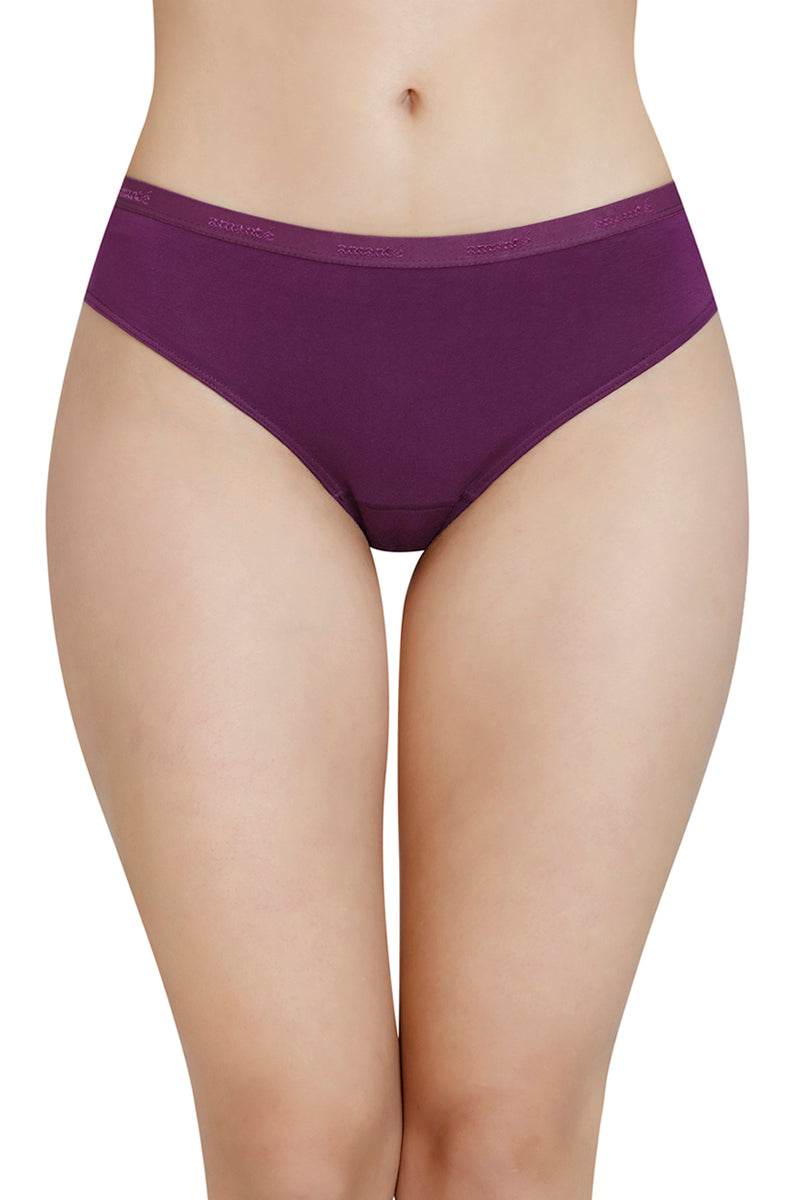 Amante Solid Mid Rise Modal Bikini Panty – Plum Caspia