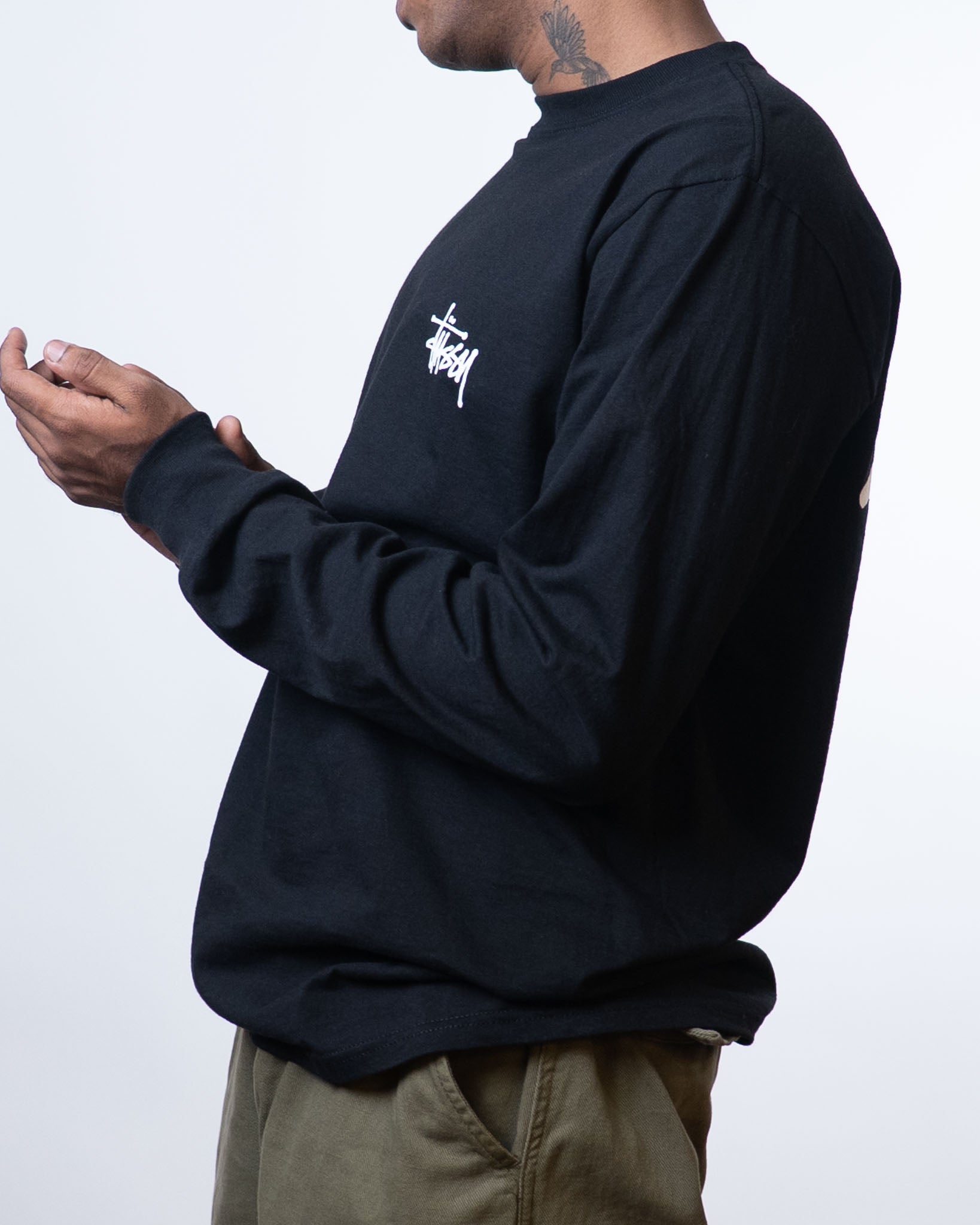 Stussy Basic Long Sleeve Black Tee - view 2