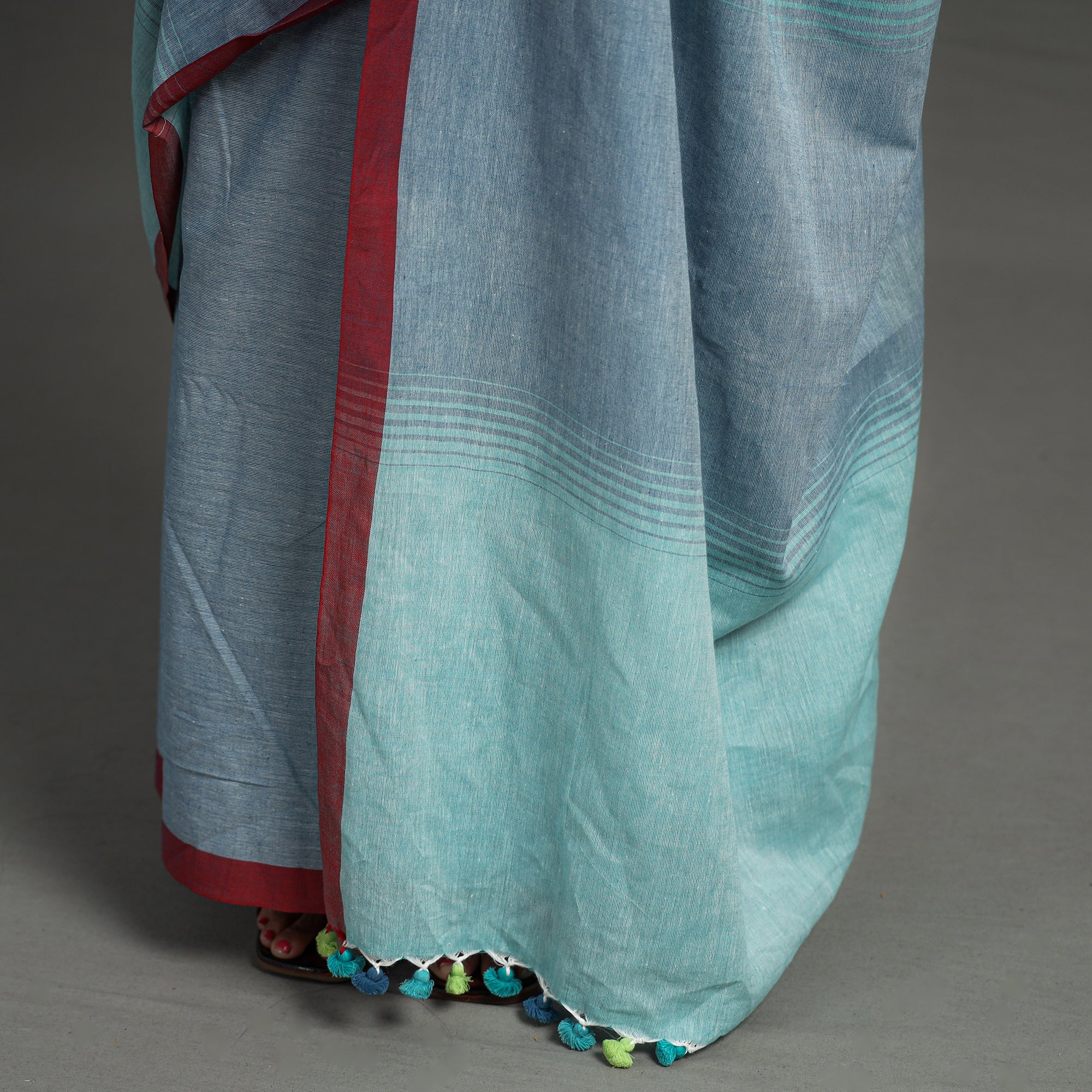 SASHA Blue - Begampuri Handloom Cotton Saree – Women's - view 6