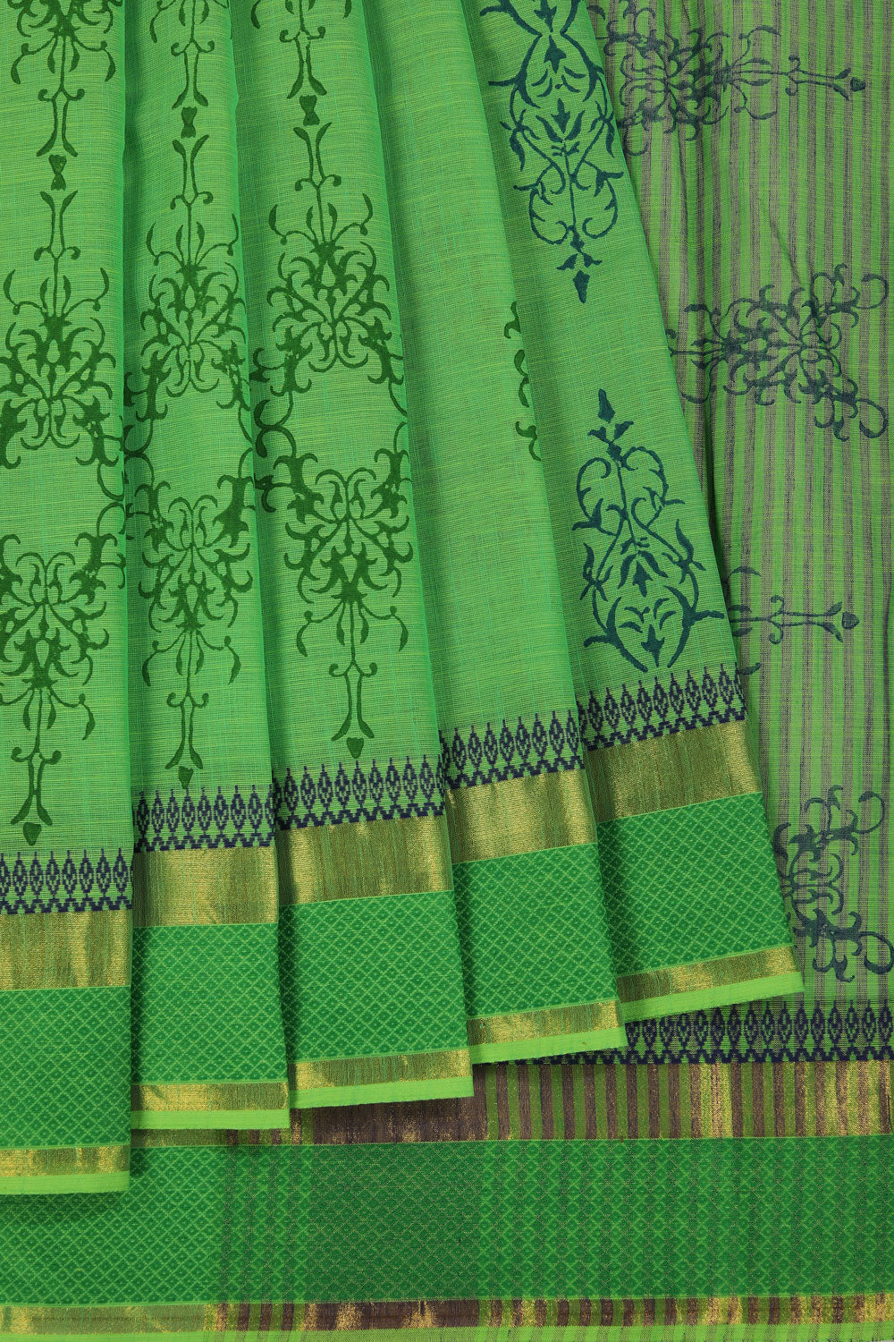 Kalanjali Ethnics Hand block printed south cotton saree - view 2