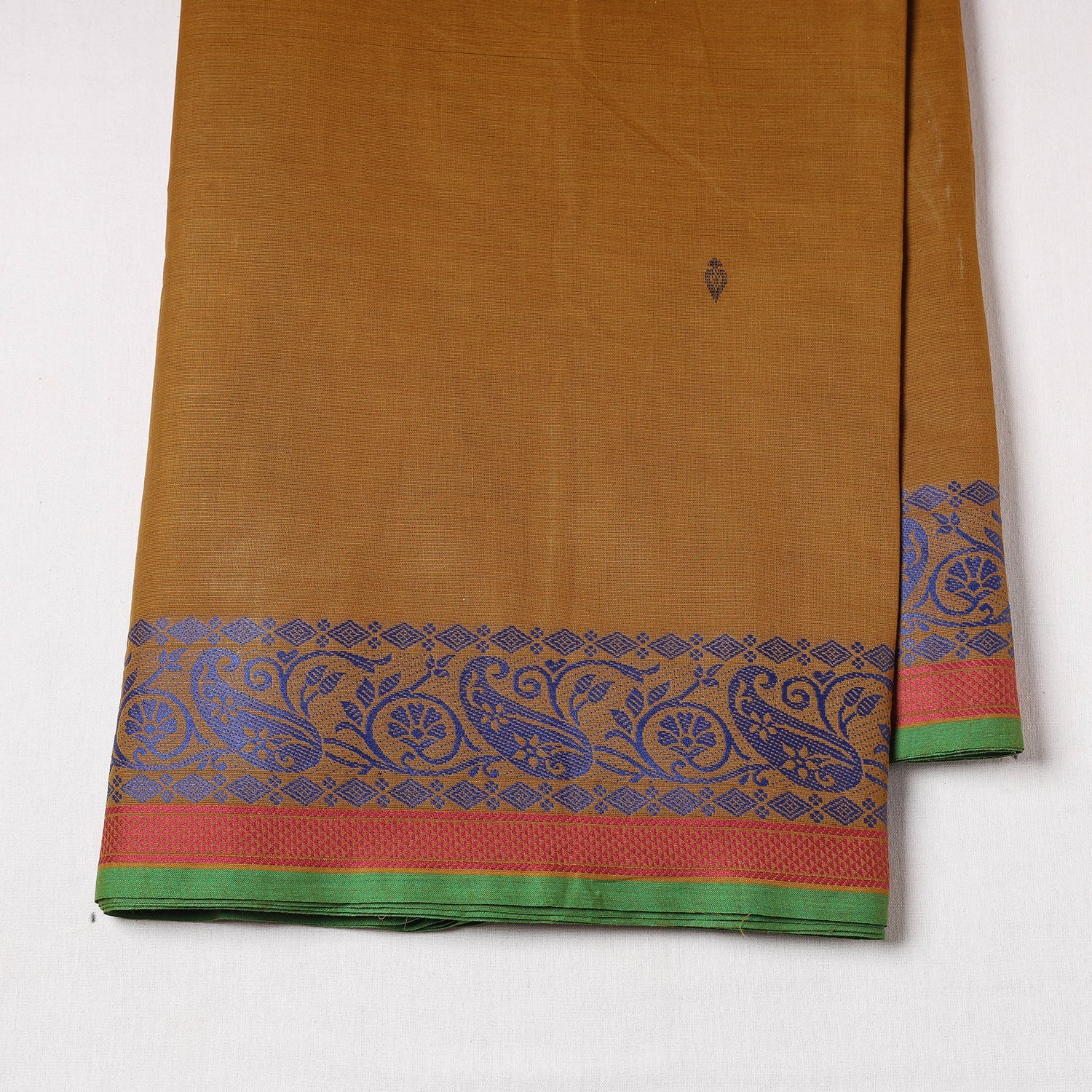 SOUTH KARGHA Brown - Kanchipuram Cotton Buti Fabric with Thread Border