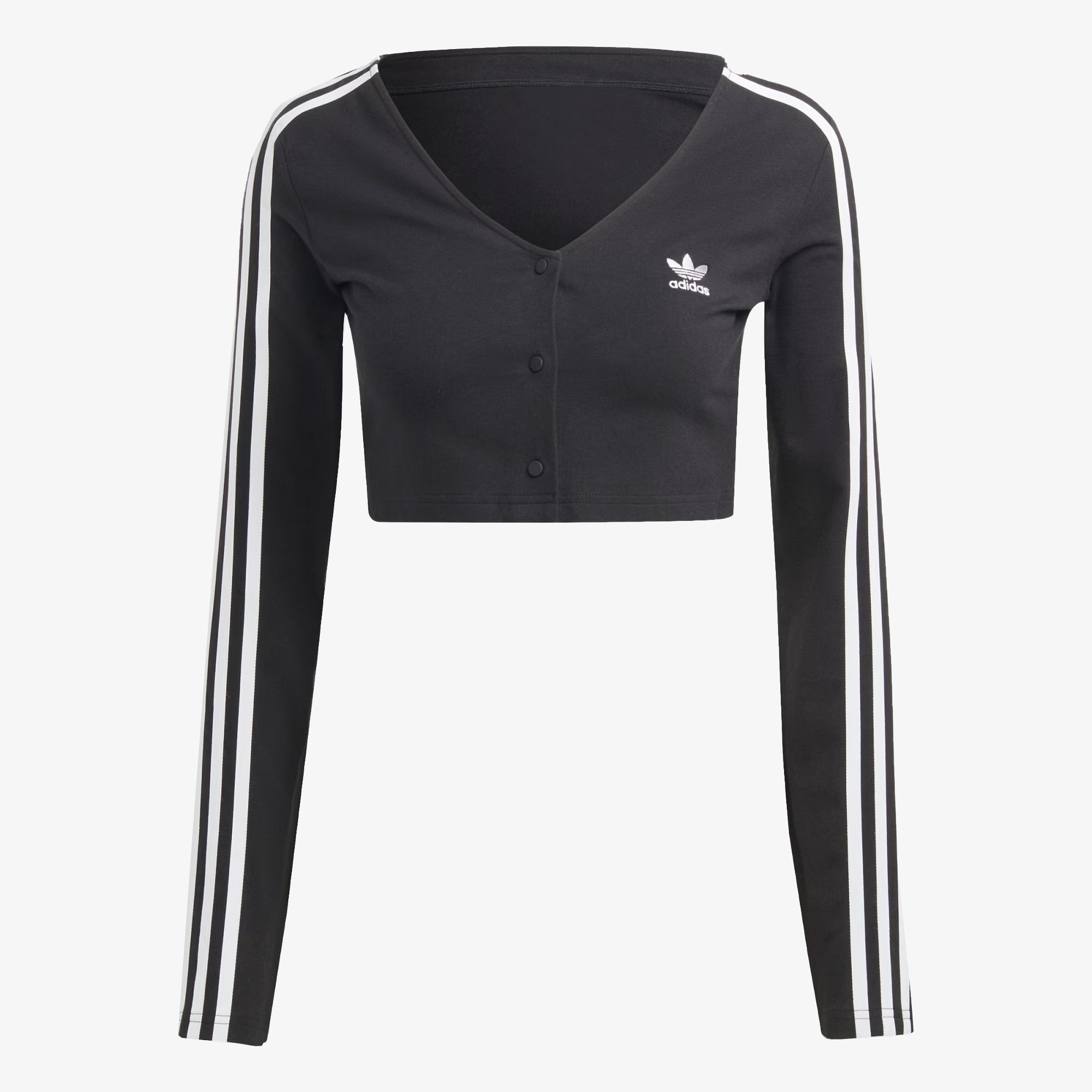 Adidas Originals | ADICOLOR CLASSICS 3-STRIPES BUTTON LONG SLEEVE TEE { BLACK - view 2