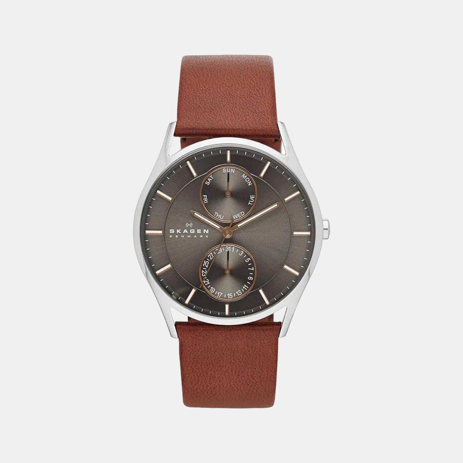 Skagen Holst Men Quartz Grey Dial Analog Leather Watch SKW6086