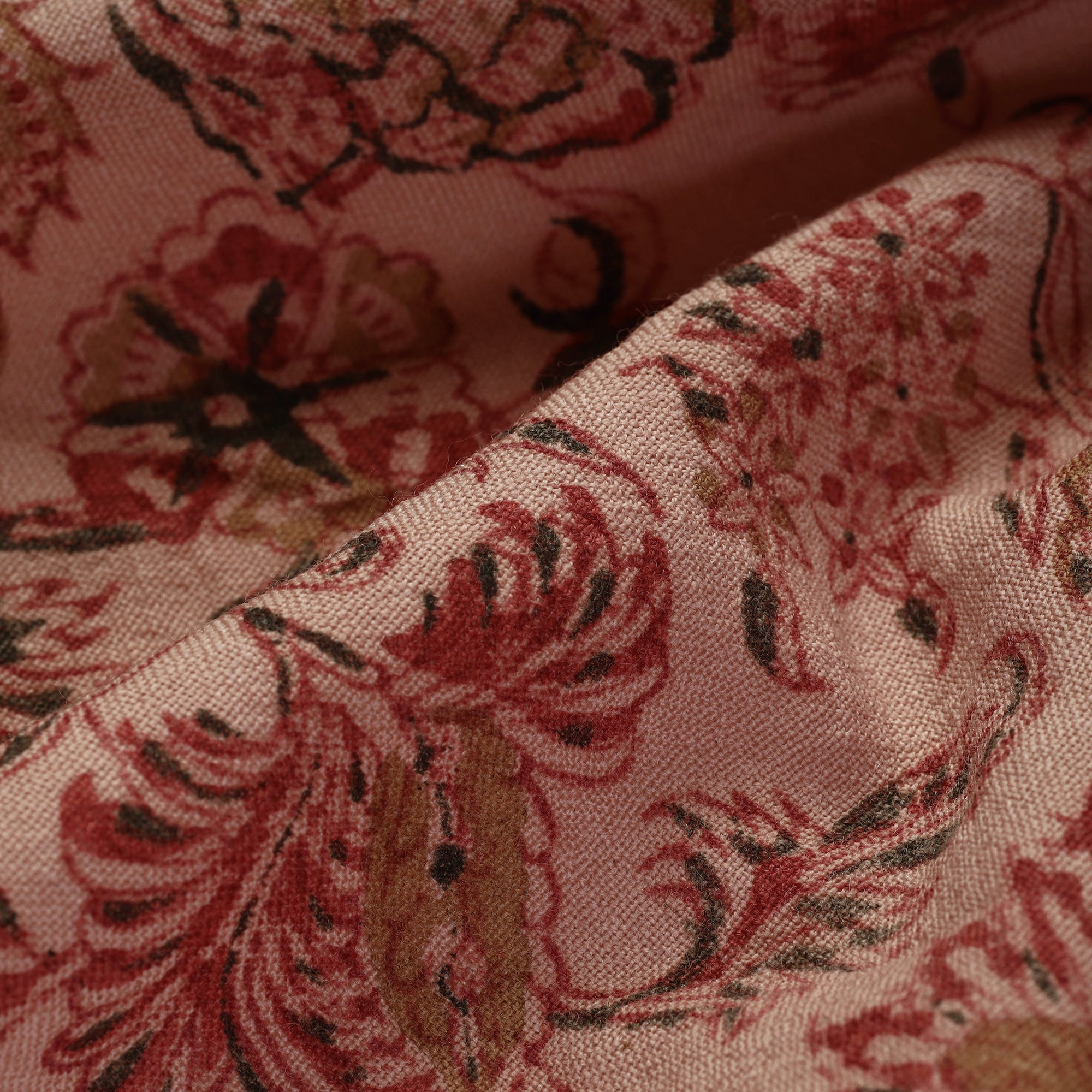 PITCHUKA SRINIVAS KALAMKARI PEDANA Brown - Pedana Kalamkari Block Print Handwoven Wool Fabric - view 4