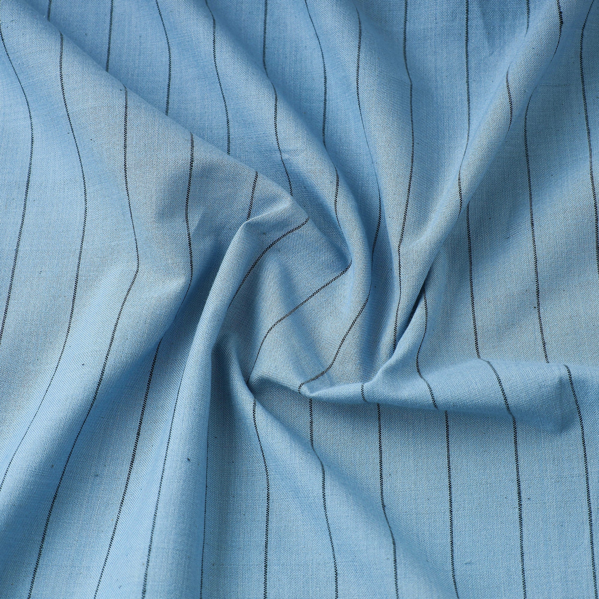 AMAN TRUST - BARAGAON WEAVES Blue - Baragaon Pre Washed Handloom Striped Cotton Fabric - view 3