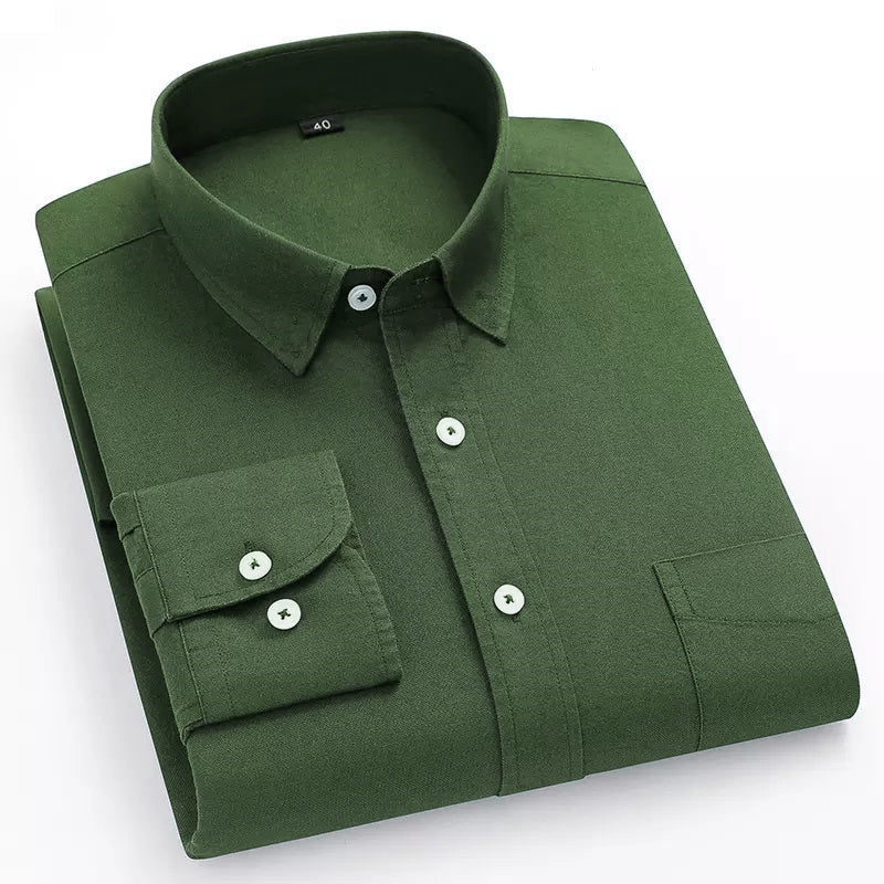 BlackTree Premium Cotton Blend Solid Shirts (Olive Green)