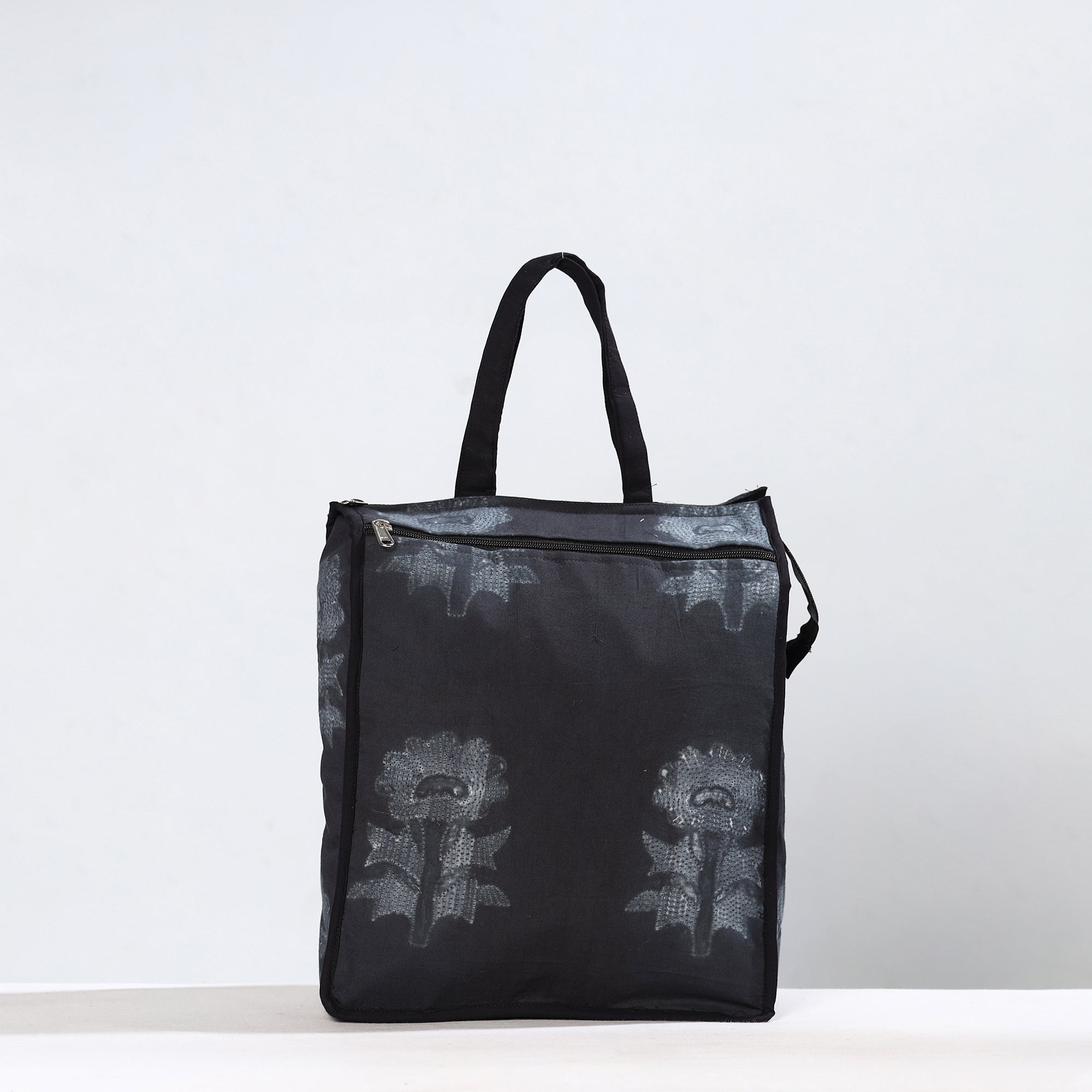 NOORI BAZAR Black - Handmade Nui Shibori Tie-Dye Cotton Shopping Bag 09