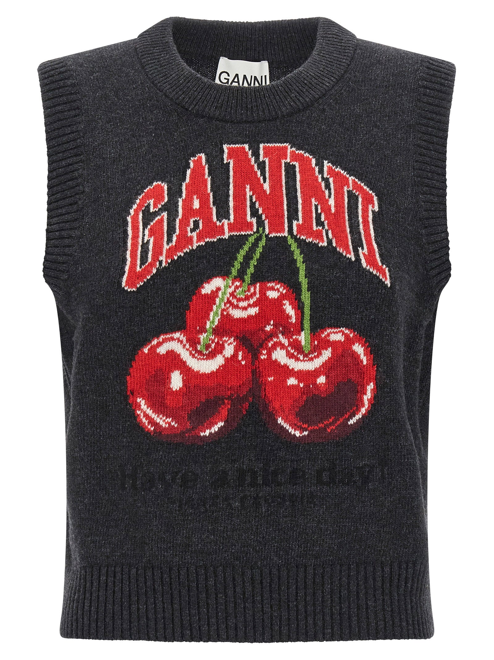 Ganni Cherry Vest – 80% wool, 20% polyamide