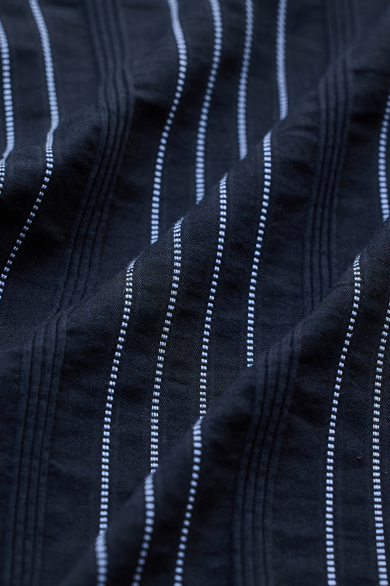 SNITCH Navy Textured Stripes Shirt - view 9