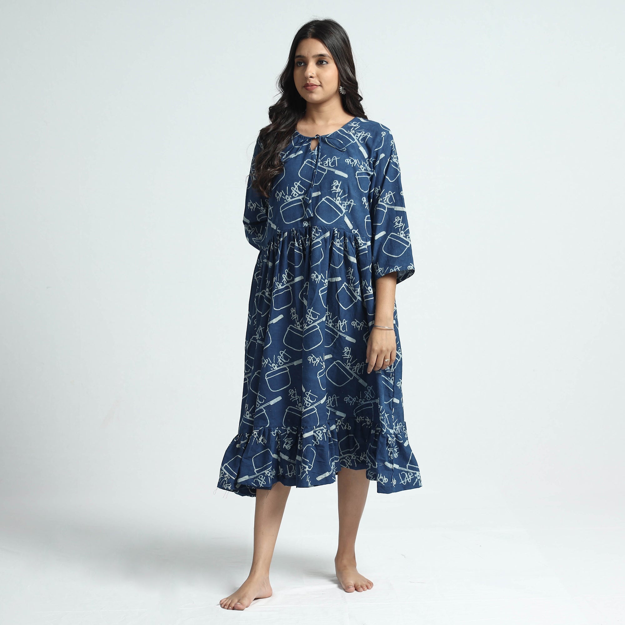 ITOKRI CASUALS Blue - Bindaas Art Block Printed Cotton Dress - view 2