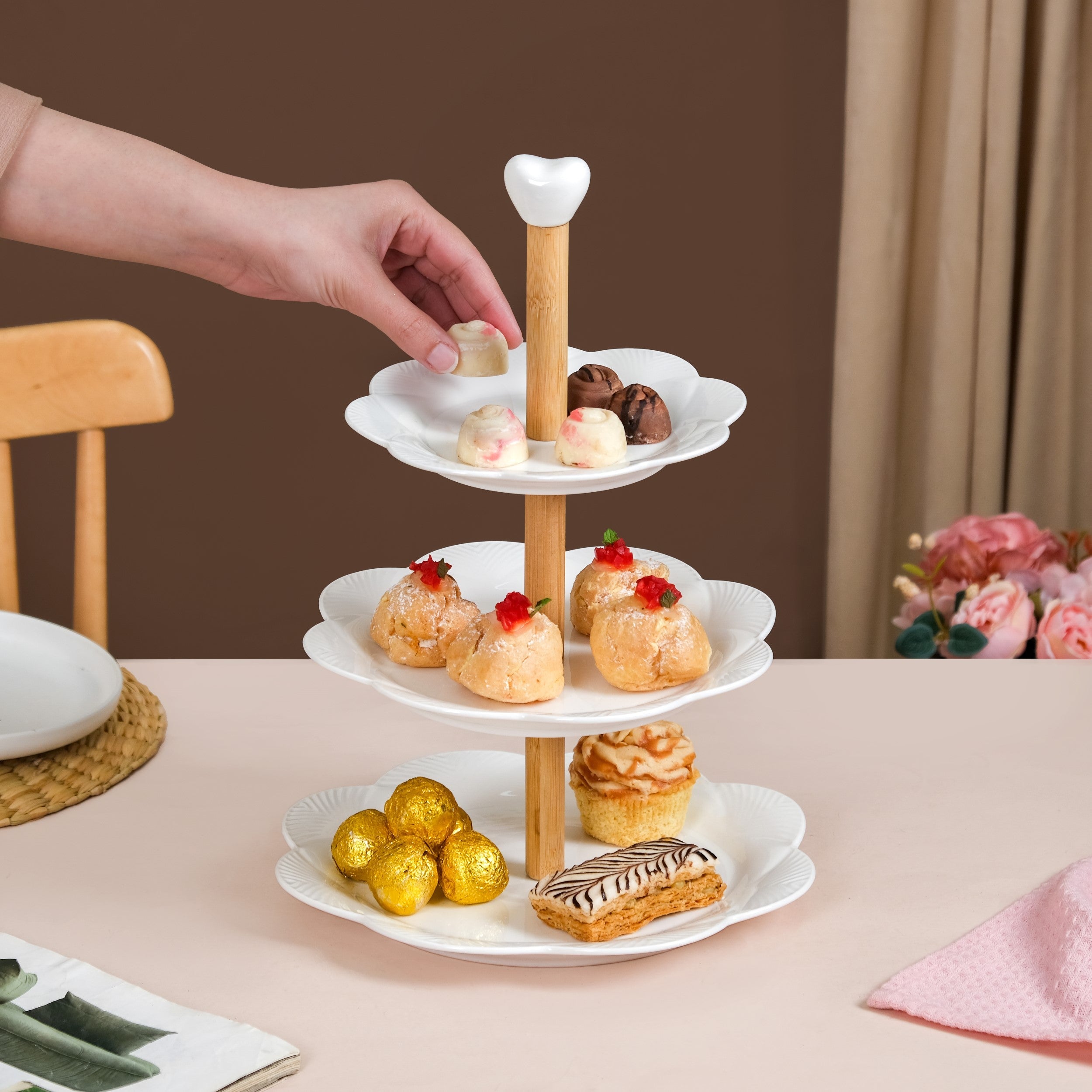 Nestasia Blanca White Ceramic 3 Tier Cake Stand - view 3