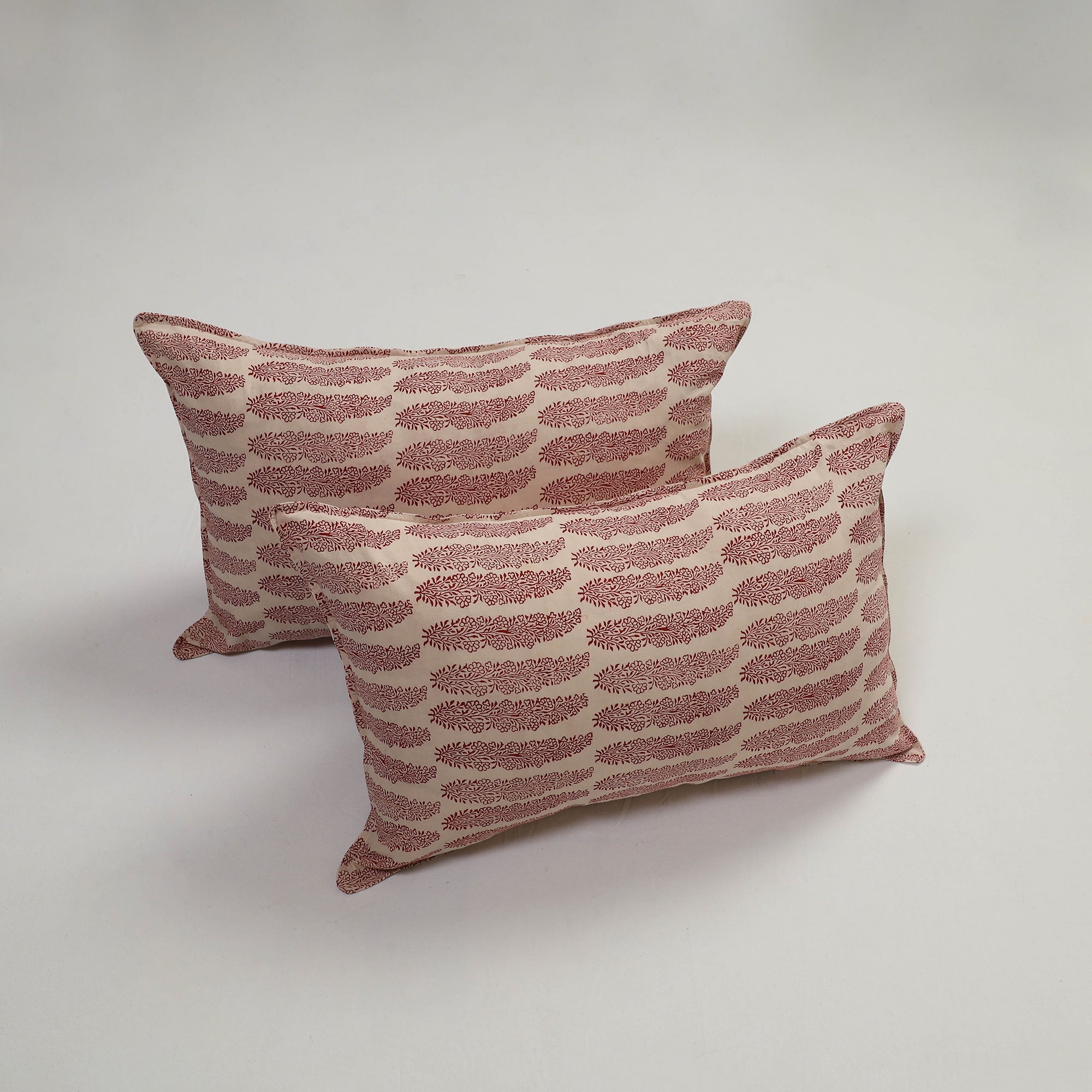 NOORI BAZAR Beige - Set of 2 Bagh Block Print Cotton Pillow Covers 09