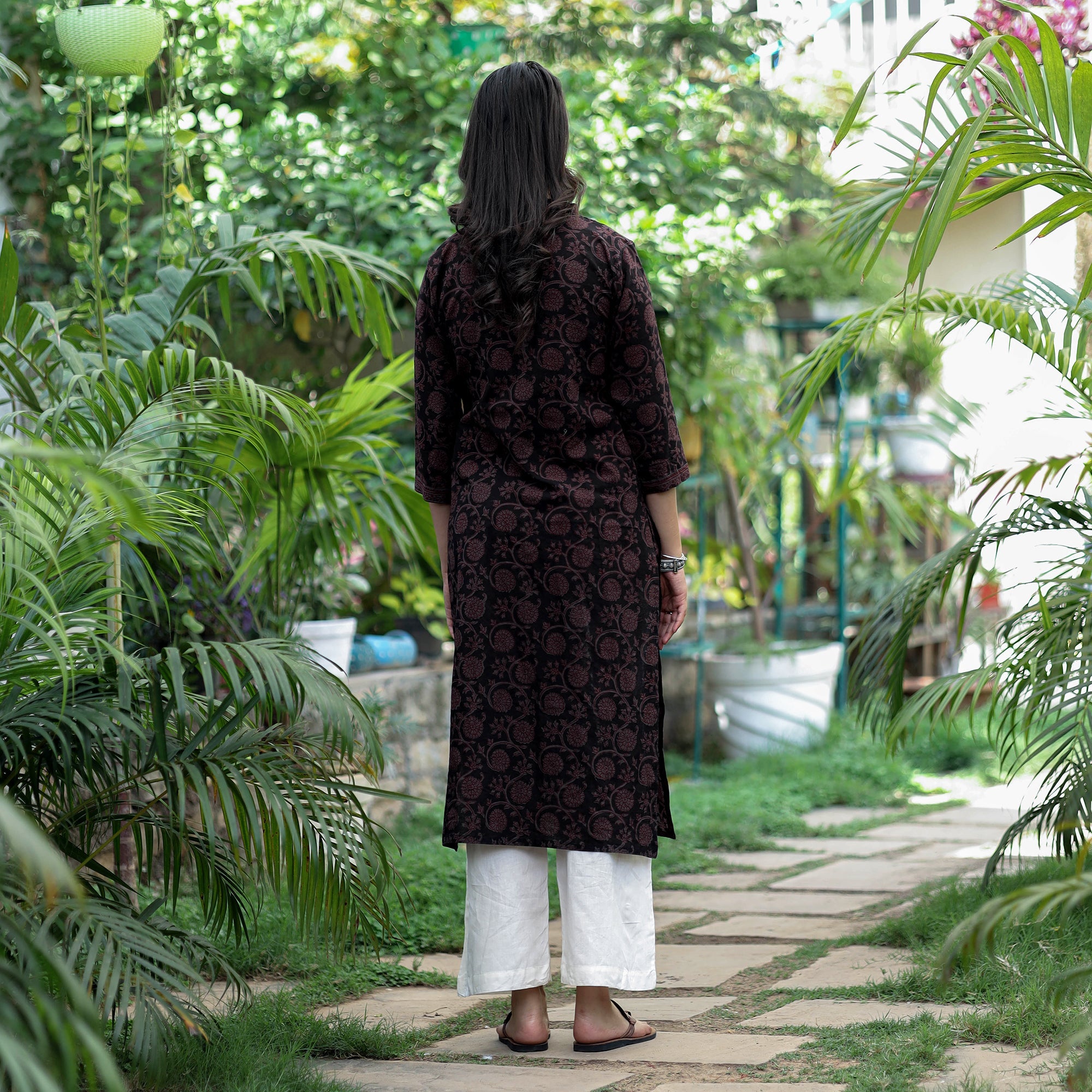 ITOKRI CASUALS Black - Block Print Cotton Straight Bagh Kurta - view 4