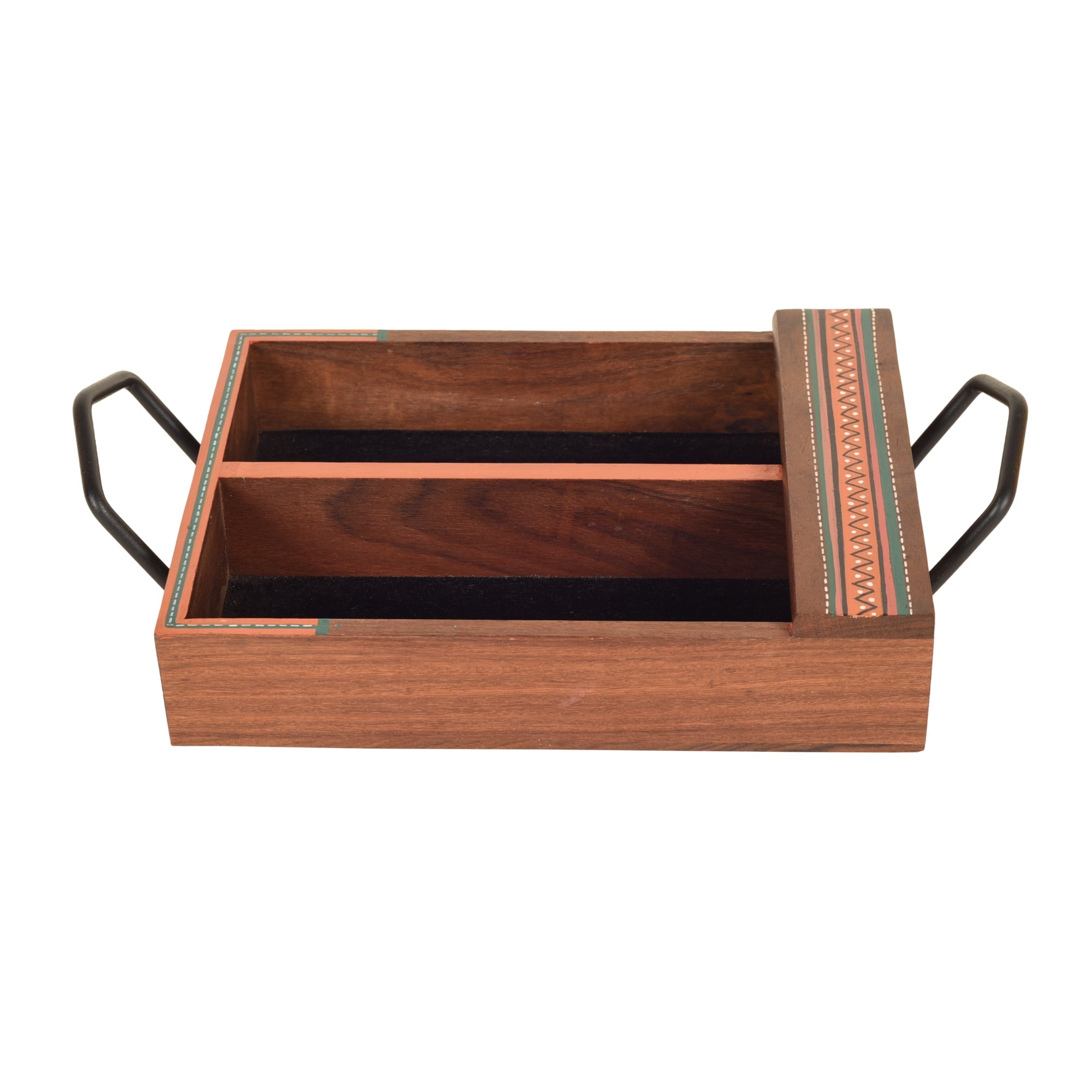 ART CREATIONS BY SUMAN SONTHALIA Brown - Mango Wood Handcrafted Cutlery Tray (12 x 7 in) - view 2
