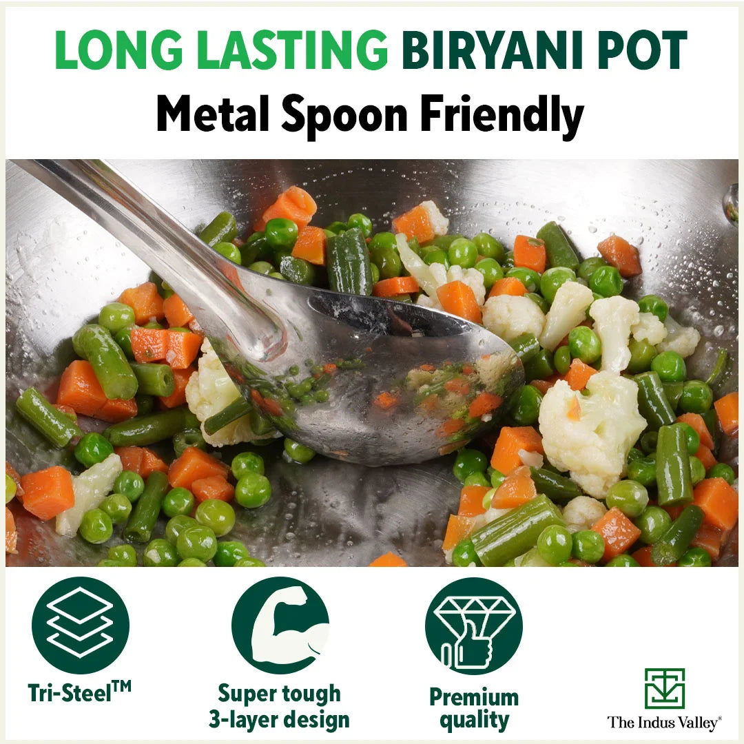 The Indus Valley TurboCuk Tri-ply Stainless Steel Casserole/ Biryani Cooking Pot+ Steel Lid, Premium Quality, 3 Layer Thick Body, 100% Toxin-free, Non - view 11