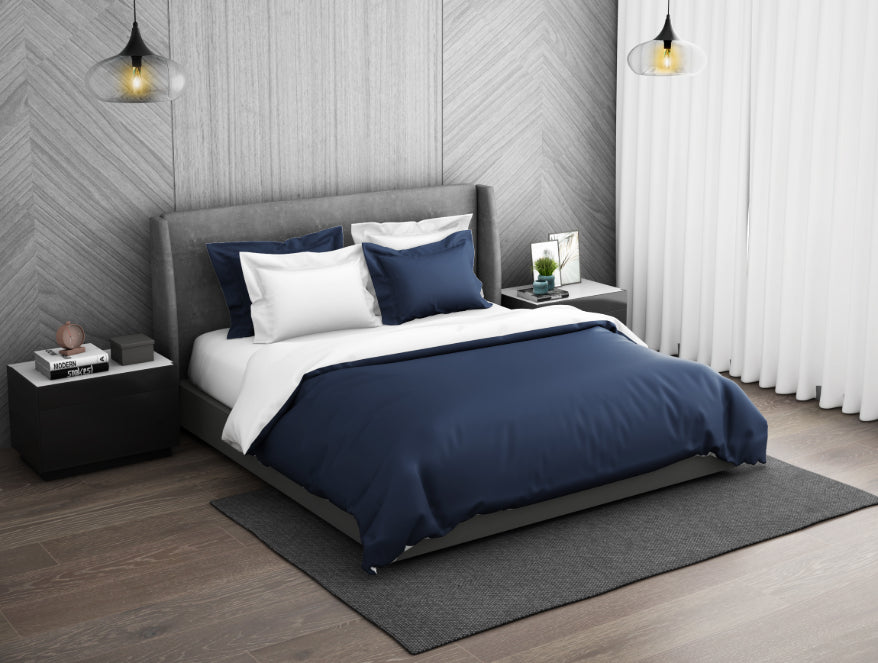 Spaces India Solid Midnight Blue - Dark Blue 100% Cotton Double Duvet Cover - Hygro By Spaces - view 2