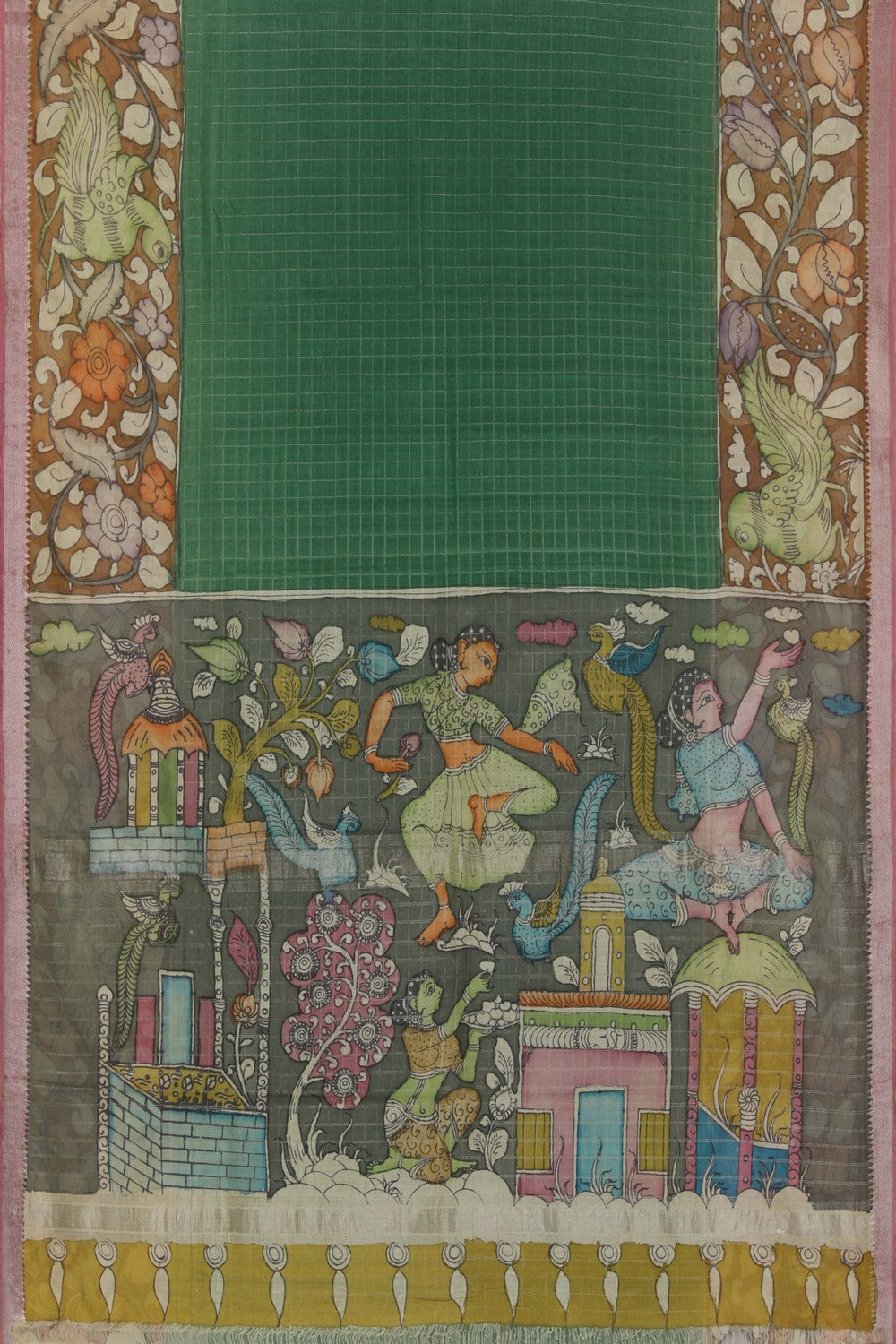 Kalanjali Kalamkari Painted Saree With Natural Dyes. - view 3