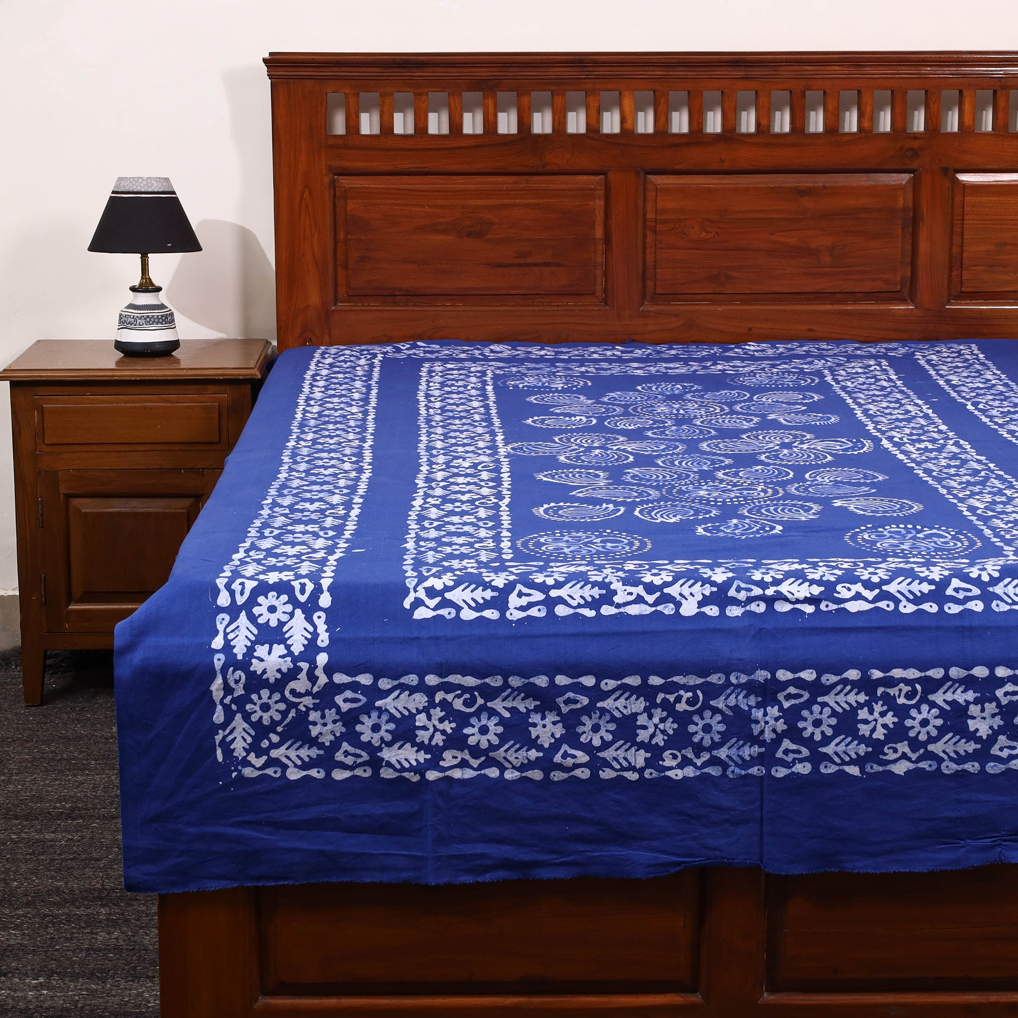 BATIK BY MD. SHARIFF Blue - Cotton Hand Batik Print Single Bedsheet (91 x 57 ) 13