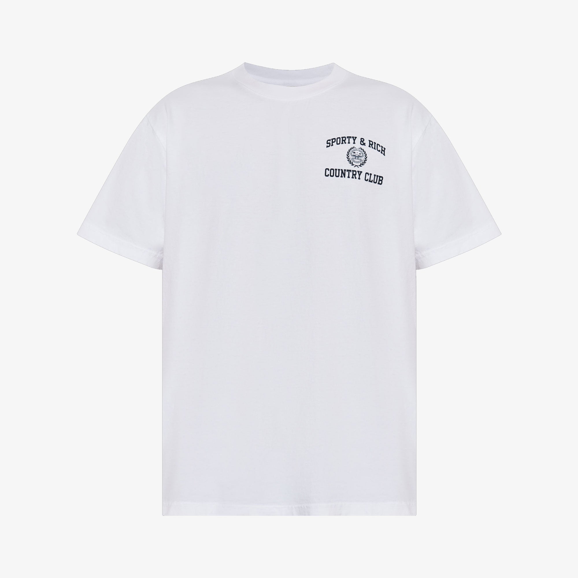 Sporty & Rich | Varsity Crest T-shirt { White/navy