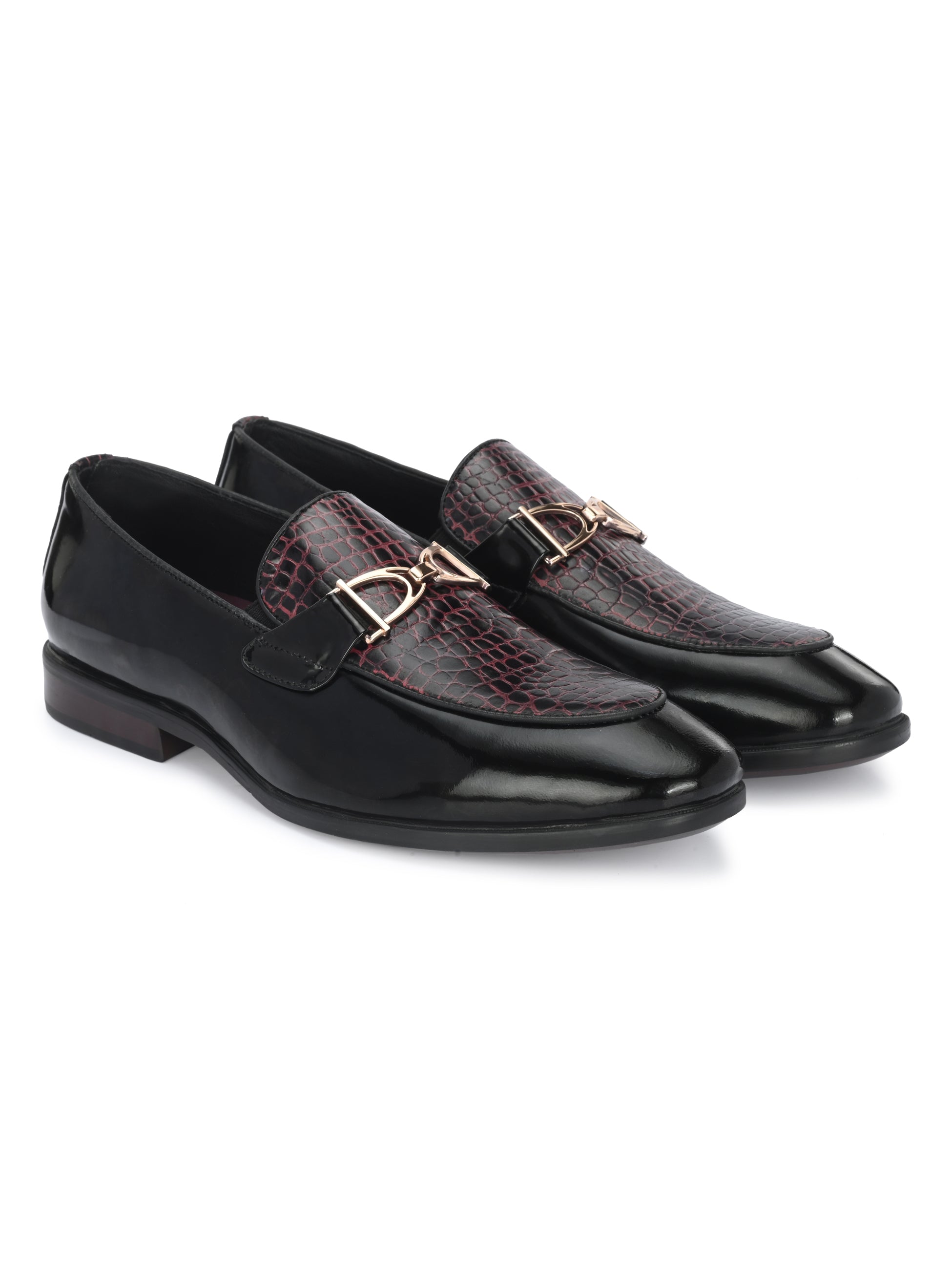 Egoss Shoes Egoss Platinum Buckled Loafers For Men