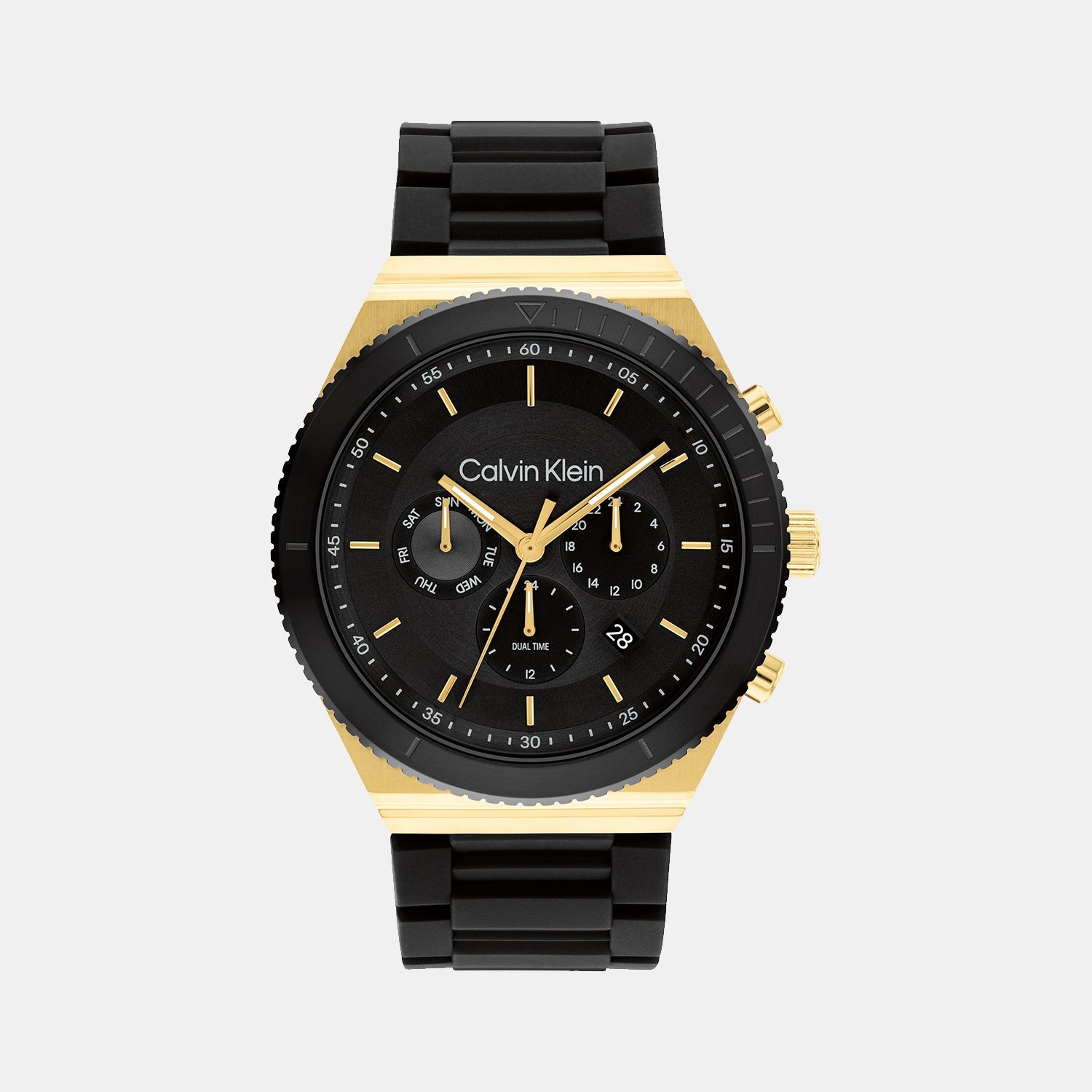 Calvin Klein Ck Fearless Men Quartz Black Dial Chronograph Silicone Watch 25200306