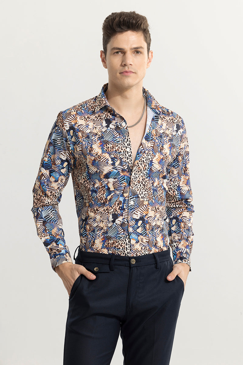 SNITCH Feline Montage Brown Shirt